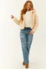 Champagne Sherpa Snap Button Up Jacket sold by Lime Lush