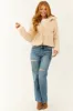 Champagne Sherpa Snap Button Up Jacket sold by Lime Lush