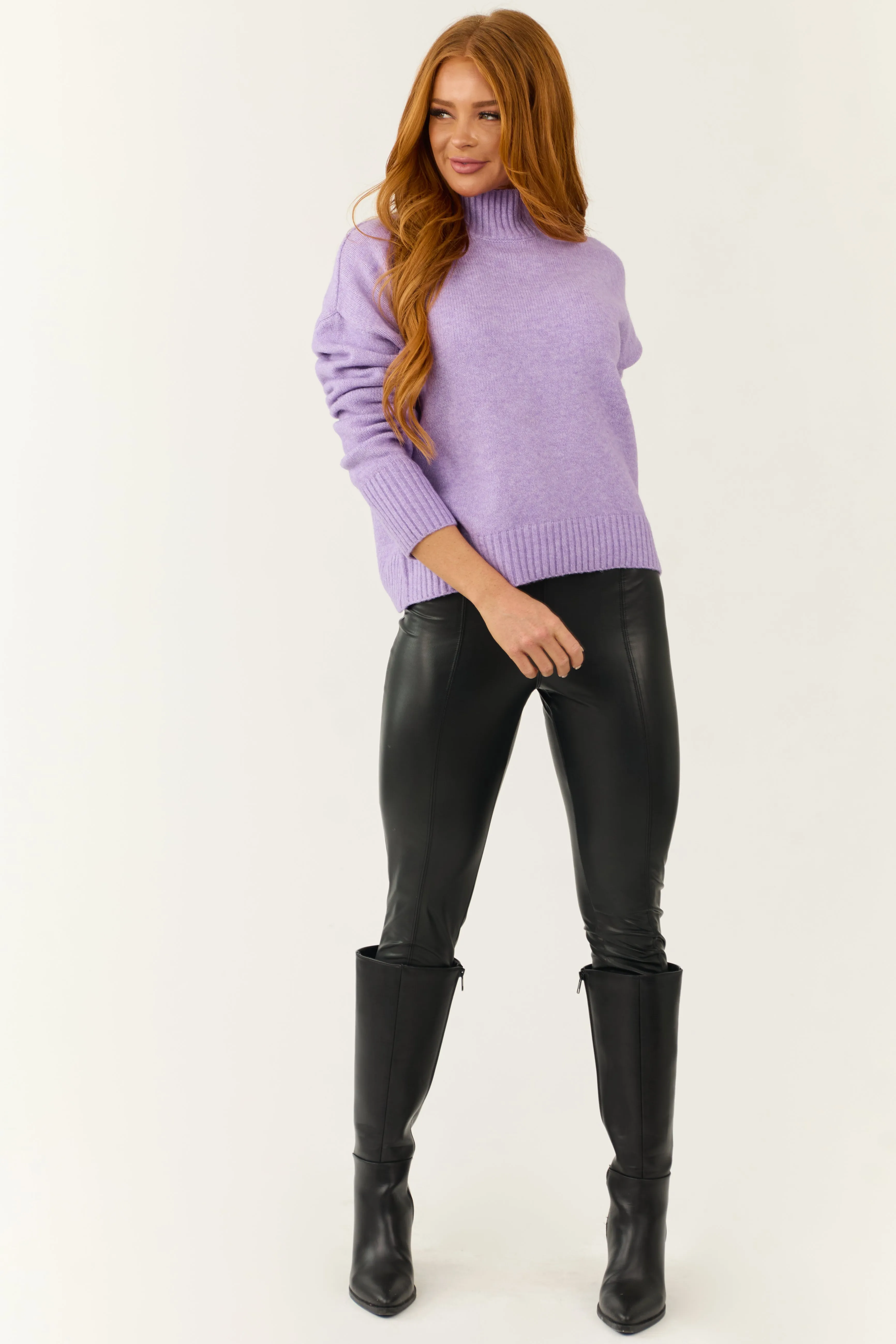 Iris Long Sleeve Mock Neck Soft Sweater sold by Lime Lush product image thumbnail 4