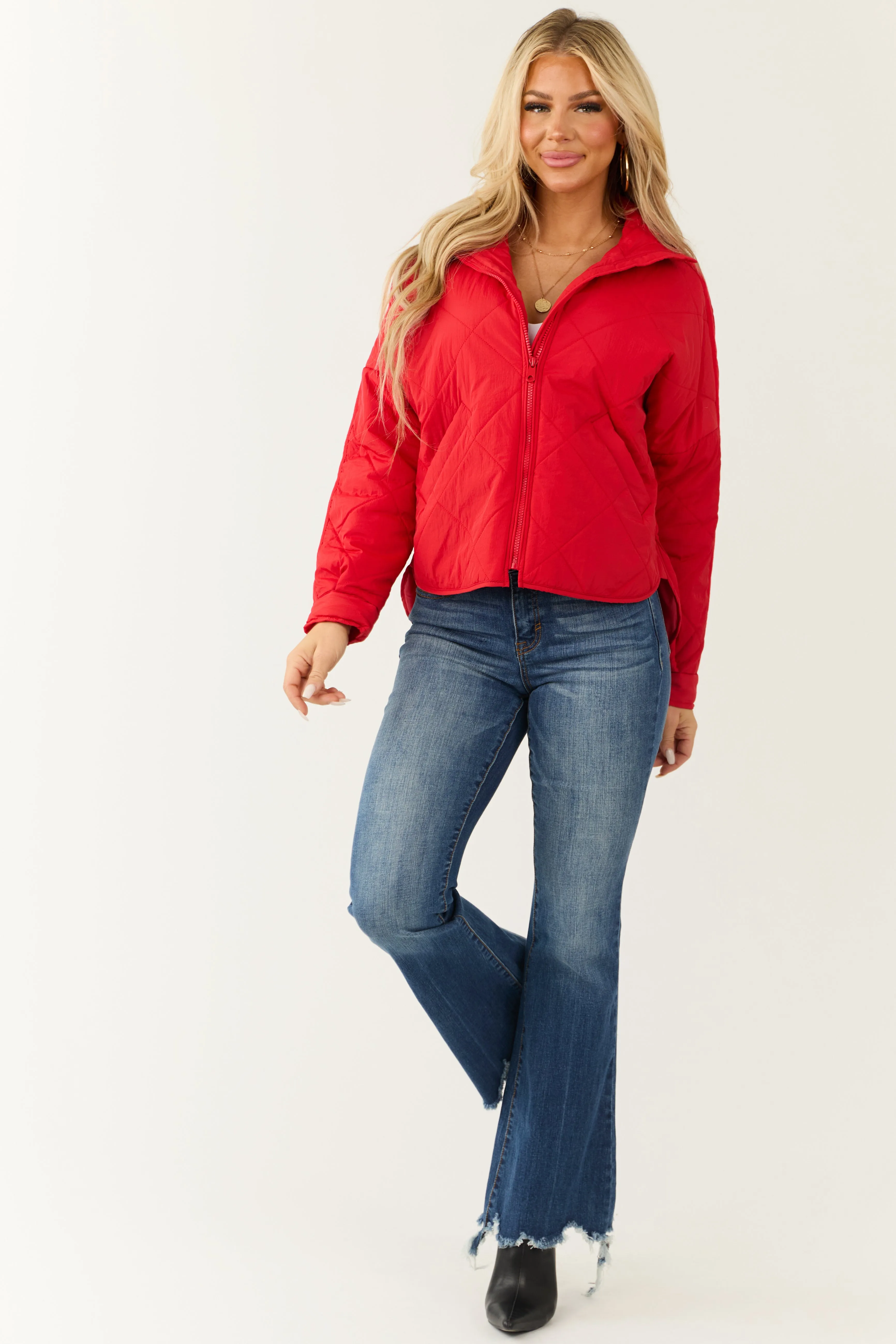 Scarlet Long Sleeve Quilted Puffer Jacket sold by Lime Lush product image thumbnail 3