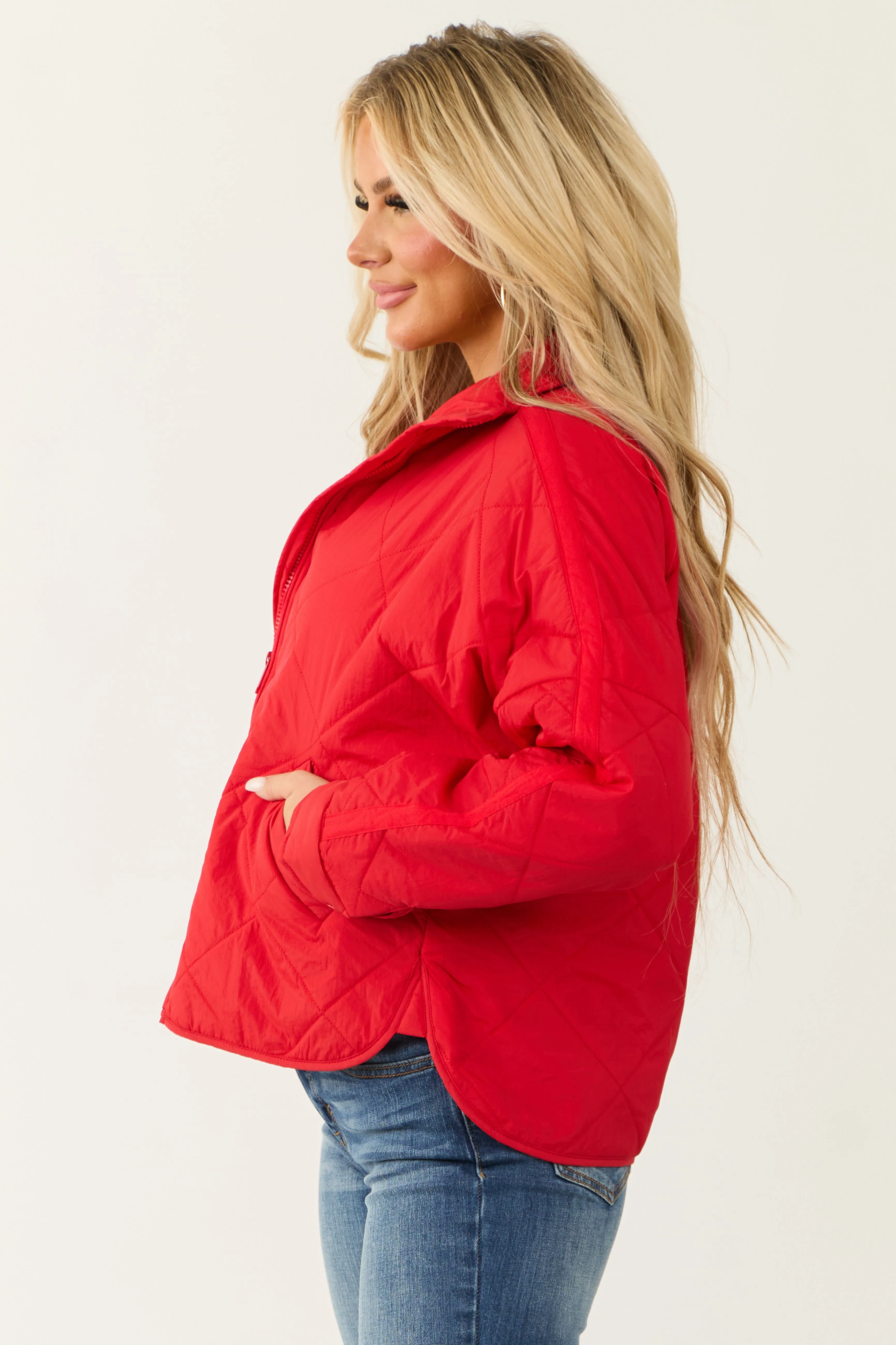 Scarlet Long Sleeve Quilted Puffer Jacket sold by Lime Lush product image thumbnail 4