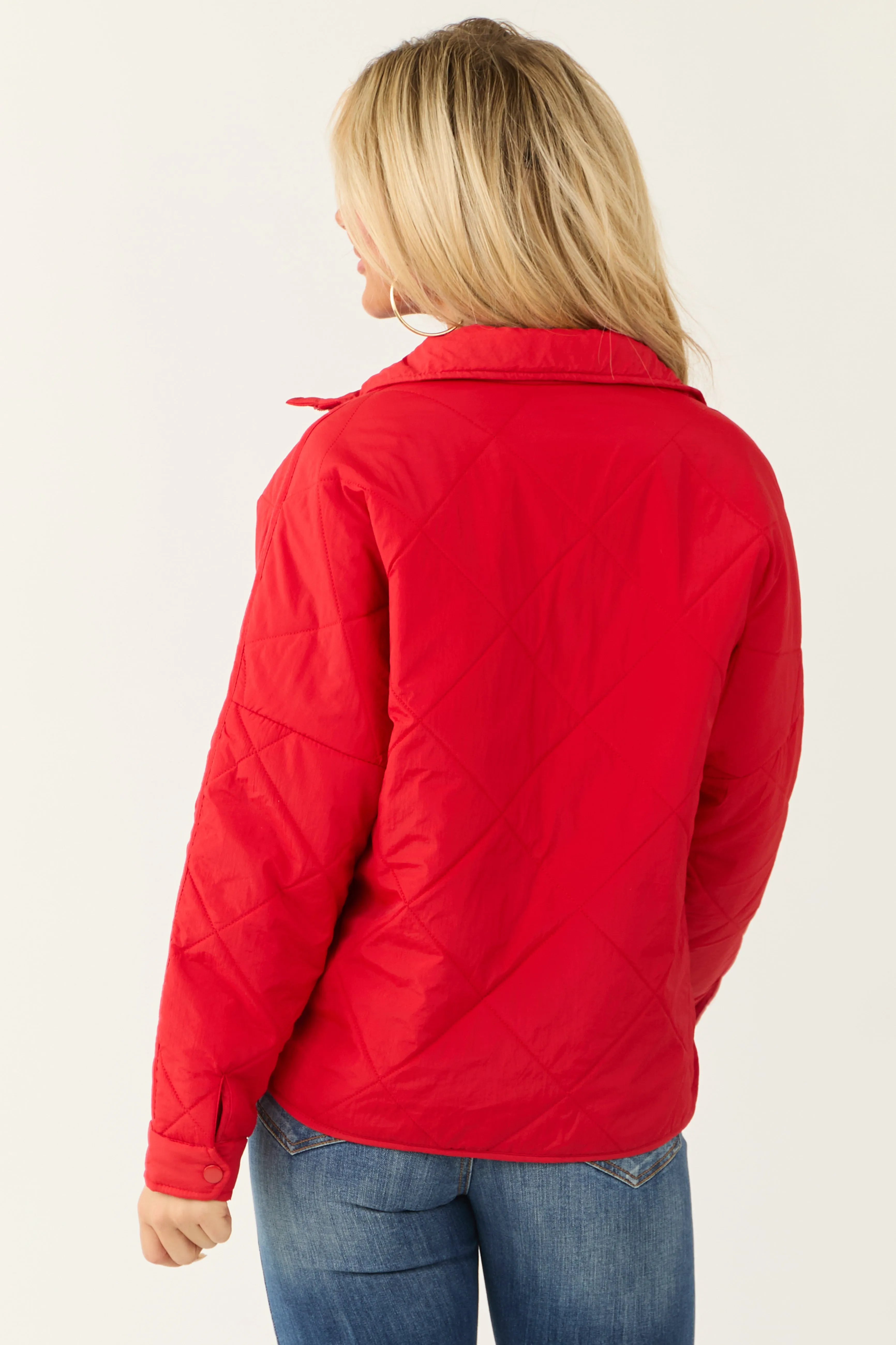 Scarlet Long Sleeve Quilted Puffer Jacket sold by Lime Lush product image thumbnail 5