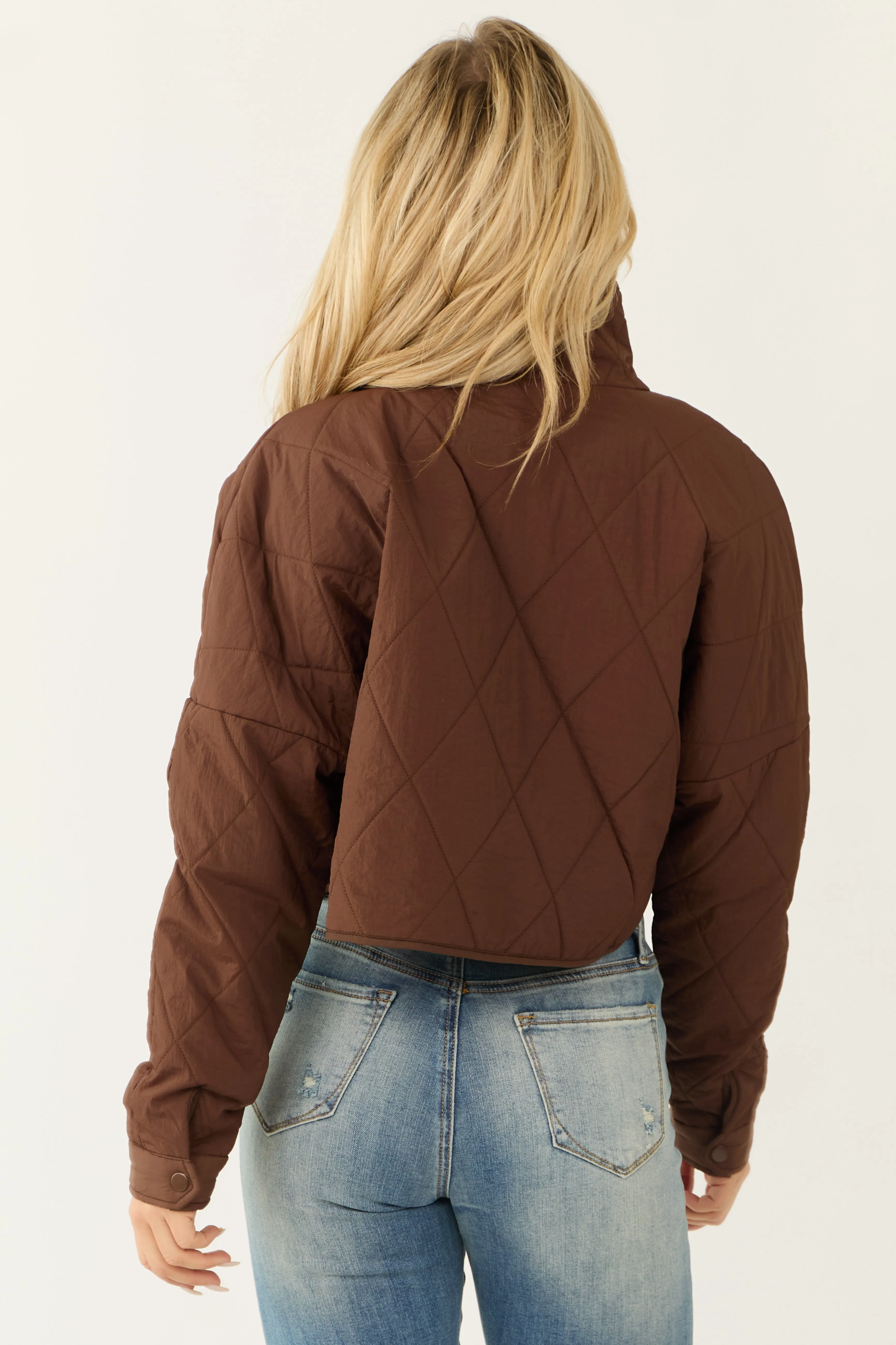 Sepia Zip Up Quilted Puffer Cropped Jacket sold by Lime Lush product image thumbnail 5