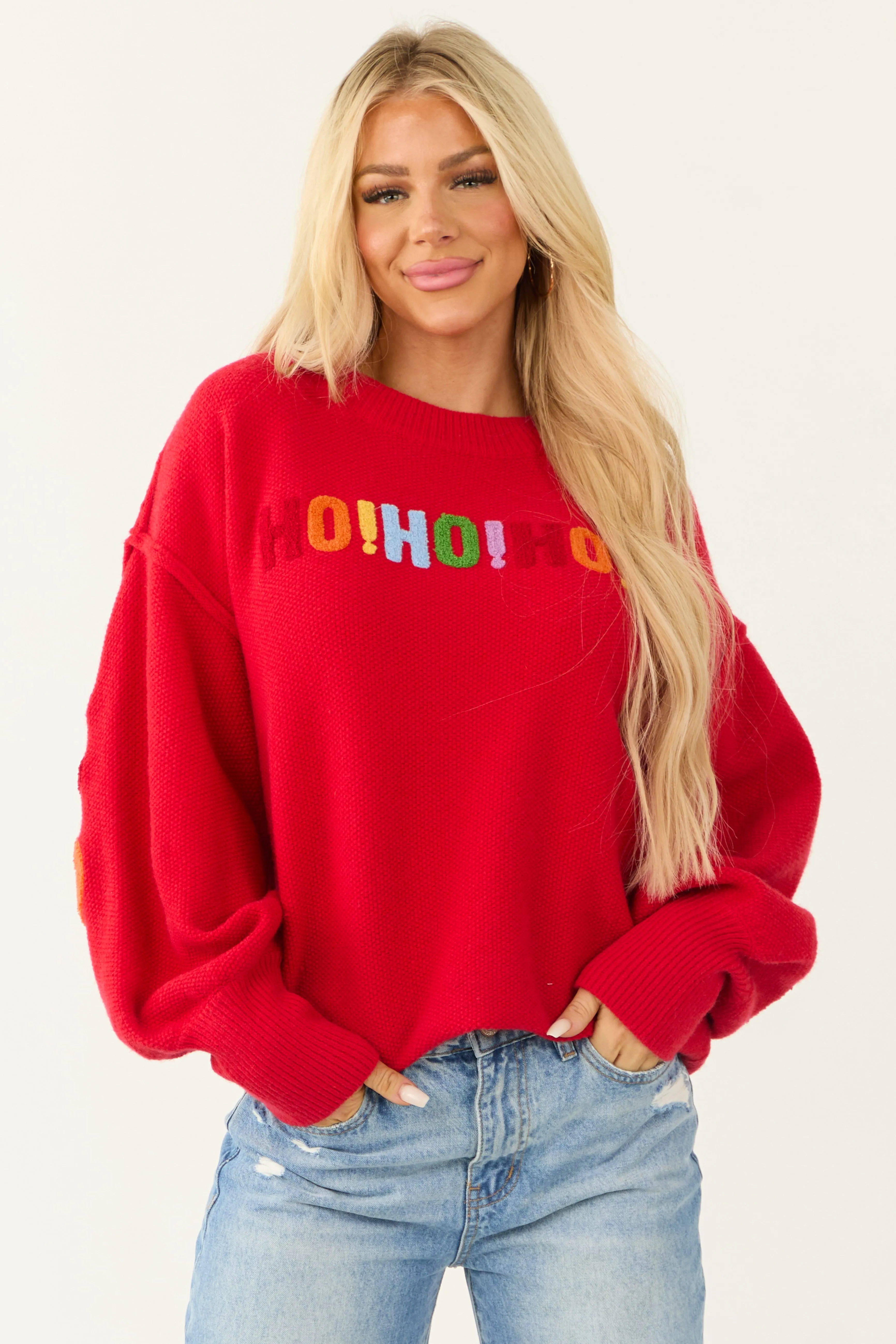 PRE-ORDER Ruby HO HO HO Multicolor Graphic Knit Sweater SHIP ETA 11/7 sold by Lime Lush