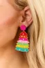 Ruby Christmas Tree Beaded Earrings sold by Lime Lush