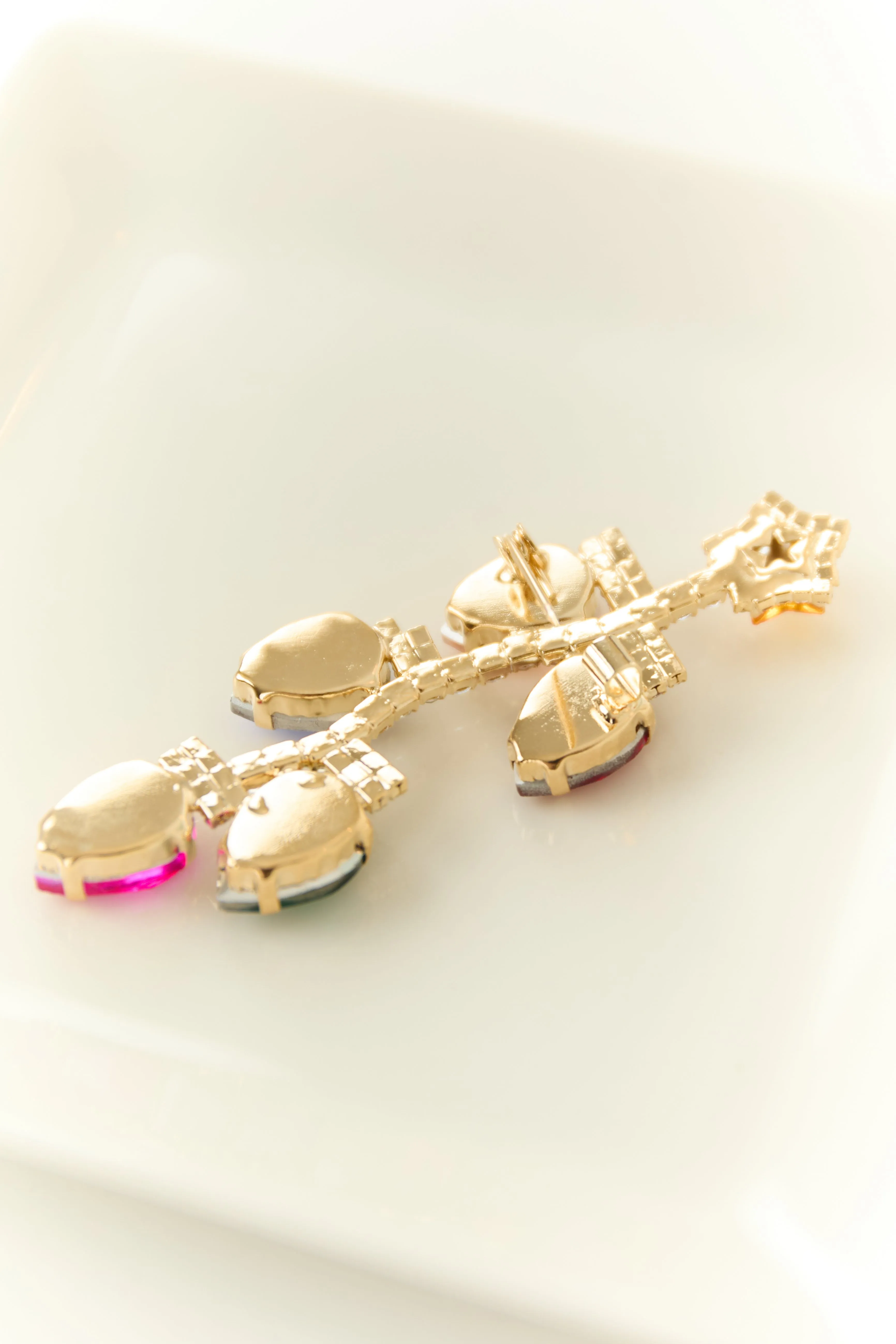 Gold Multicolor Christmas Light Gemstone Brooch Pin sold by Lime Lush product image thumbnail 2