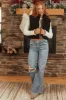 Black Sherpa Zip Up Collared Puffer Vest sold by Lime Lush