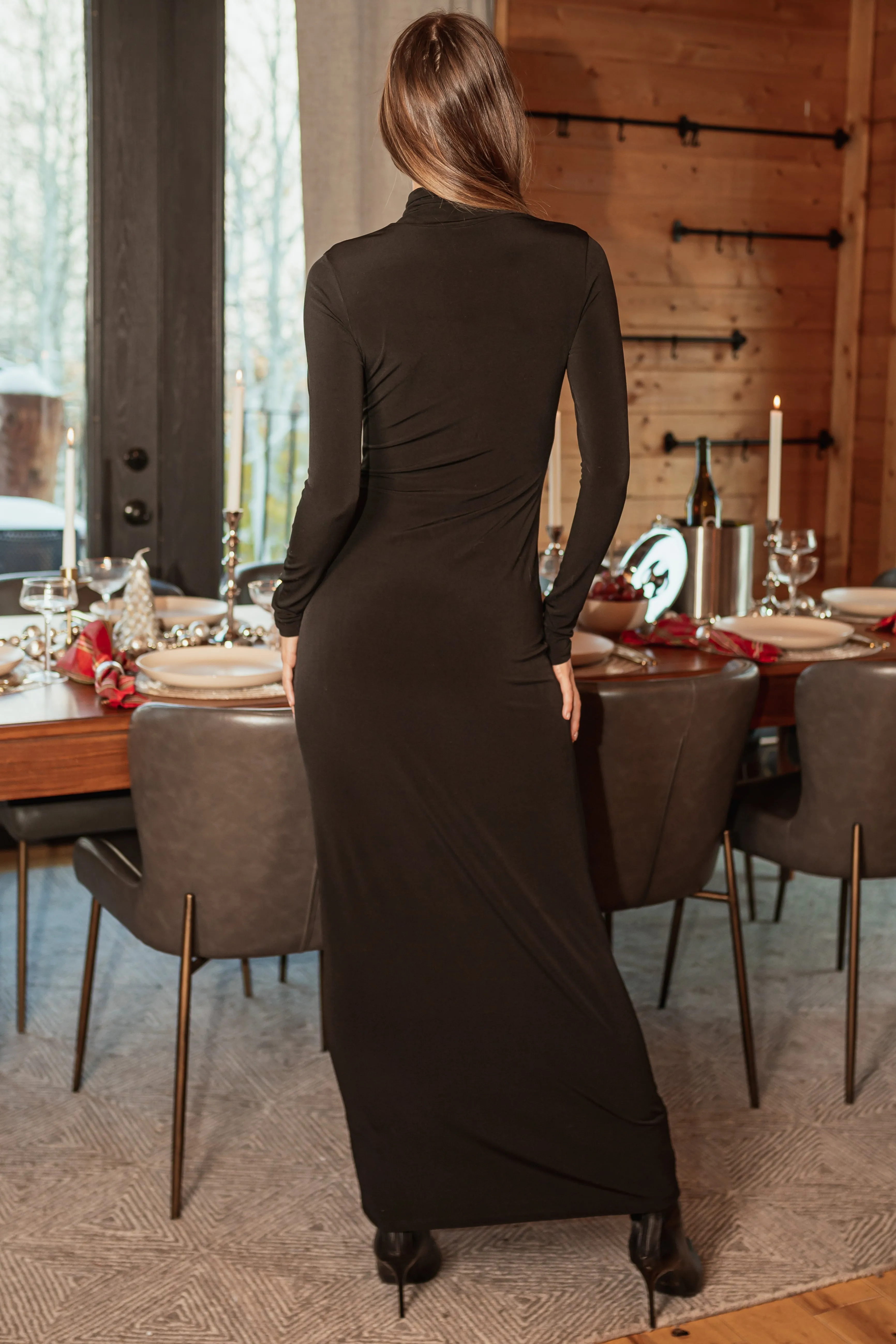 Black Turtleneck Bodycon Maxi Dress sold by Lime Lush product image thumbnail 5