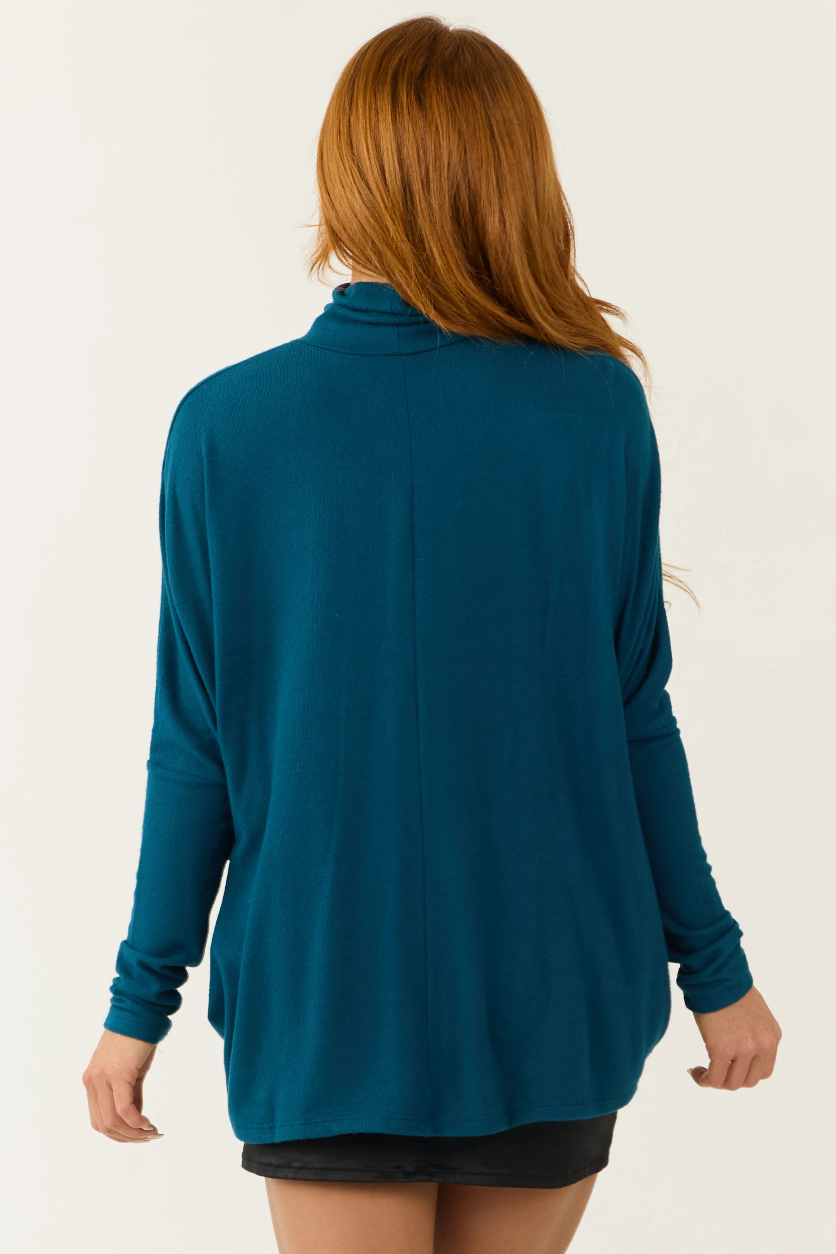 Deep Sea Blue Turtleneck Dolman Sleeve Top sold by Lime Lush product image thumbnail 5