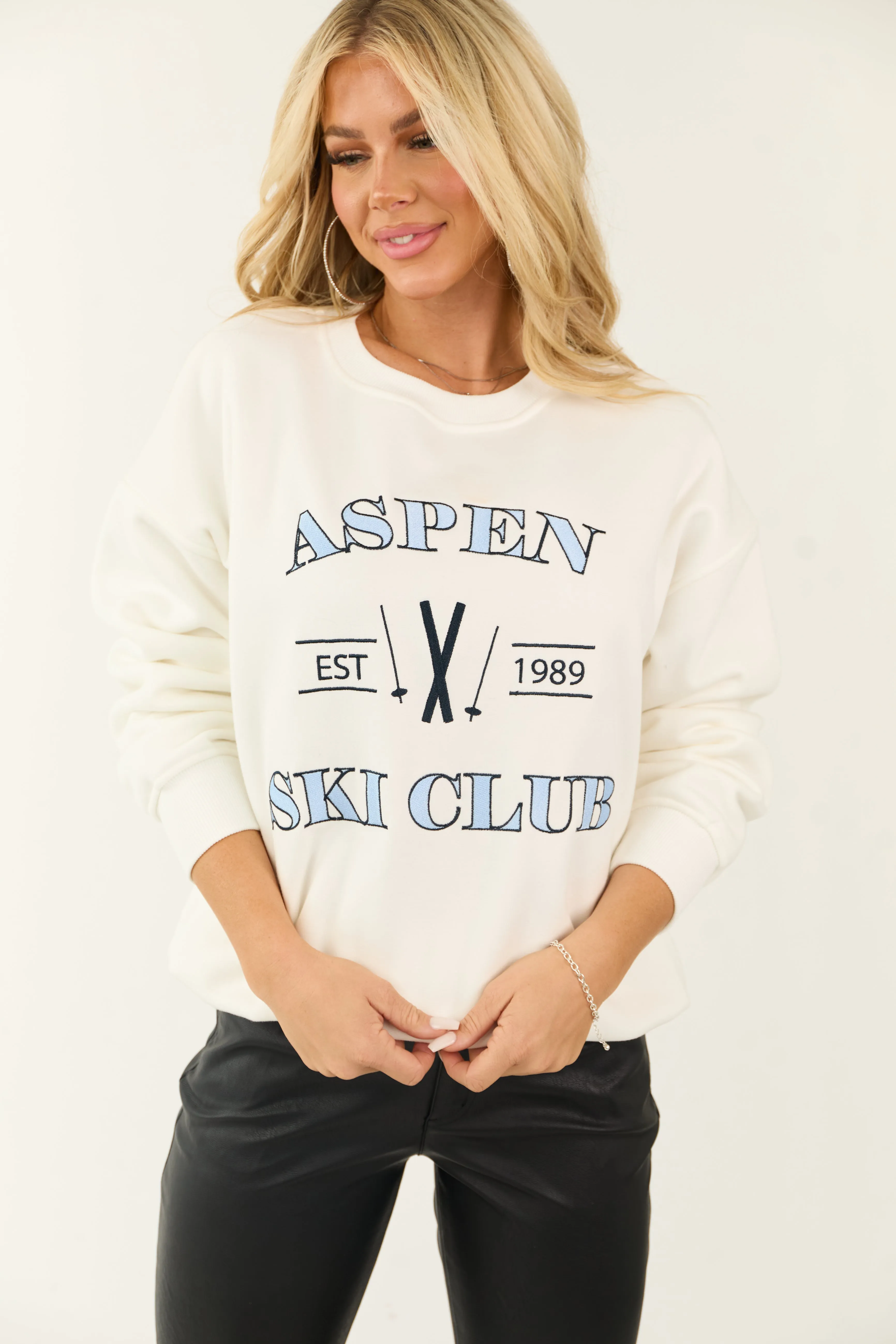 Off White 'Aspen Ski Club' Embroidered Sweatshirt sold by Lime Lush product image thumbnail 2