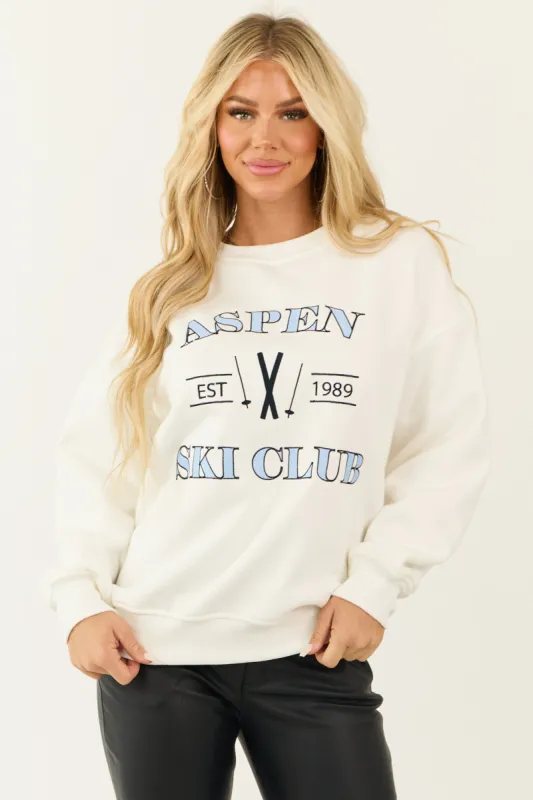 Off White 'Aspen Ski Club' Embroidered Sweatshirt sold by Lime Lush