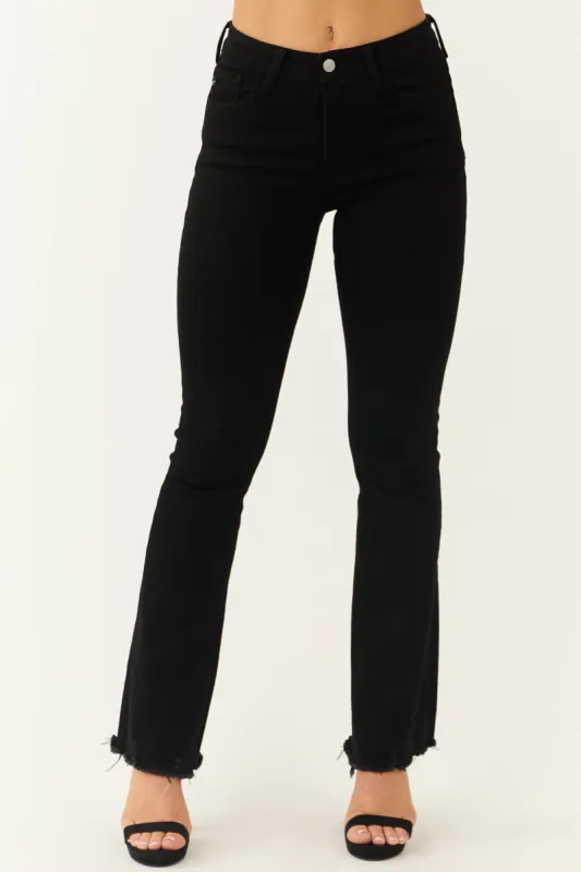 KanCan Black High Rise Raw Hem Bootcut Jeans sold by Lime Lush