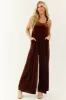 Spice Velvet Wide Leg Overall Jumpsuit sold by Lime Lush