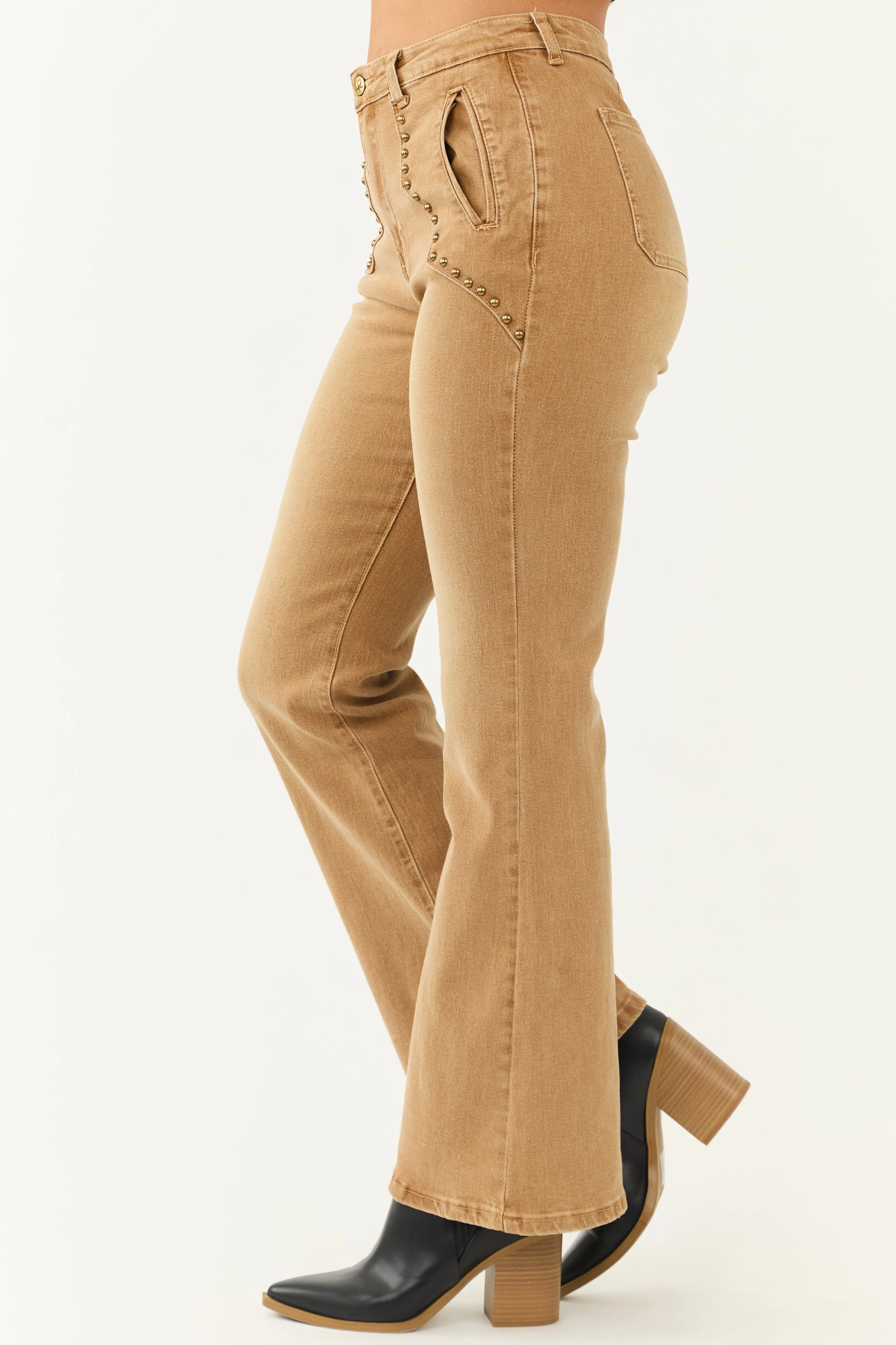 Blue B Brown Sugar High Rise Denim Studded Jeans sold by Lime Lush product image thumbnail 3