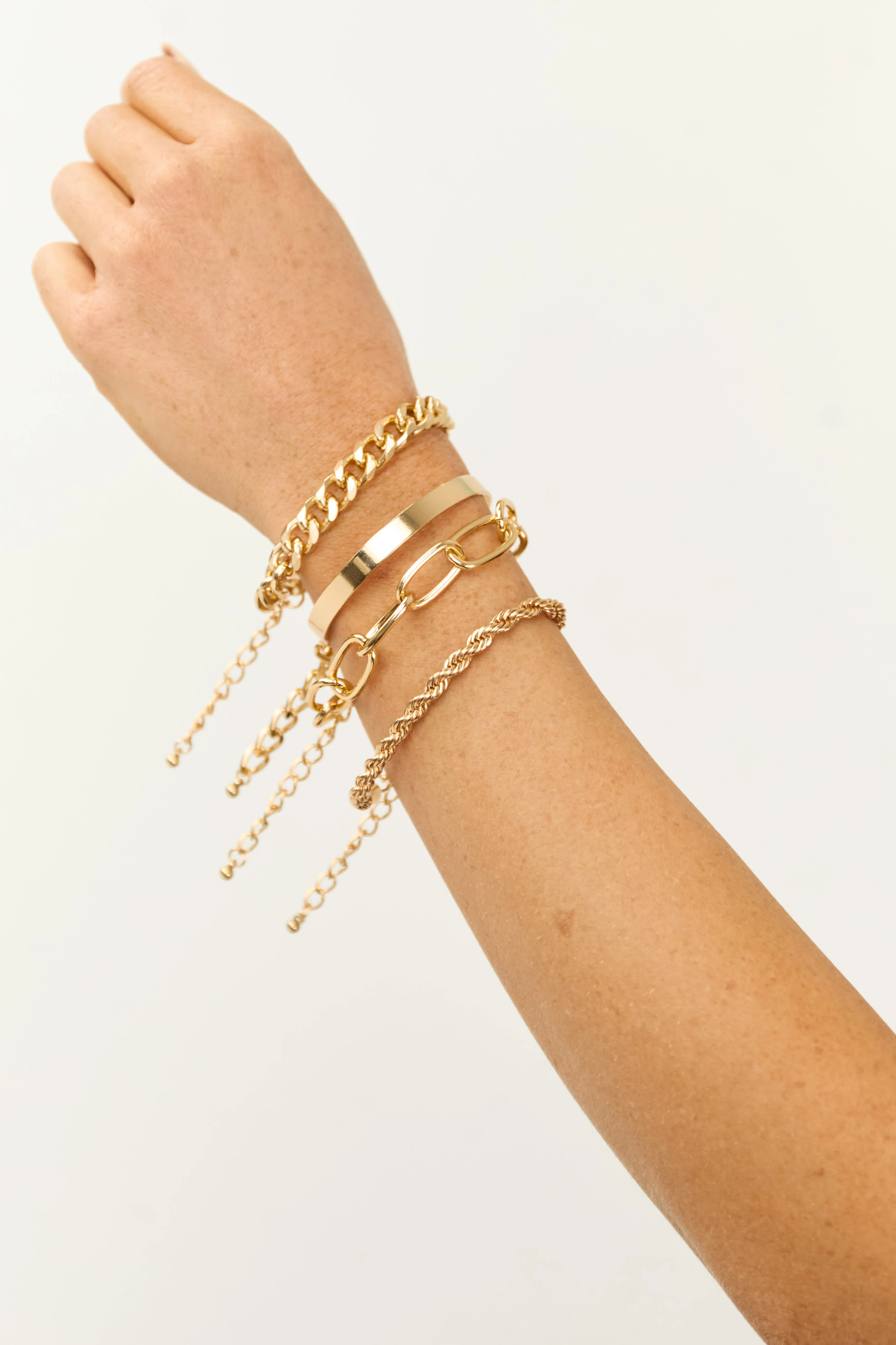 Gold Chain Link 4 Piece Bracelet Set sold by Lime Lush product image thumbnail 2