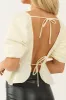 Bright Cream Surplice V Neck Puff Sleeve Top sold by Lime Lush