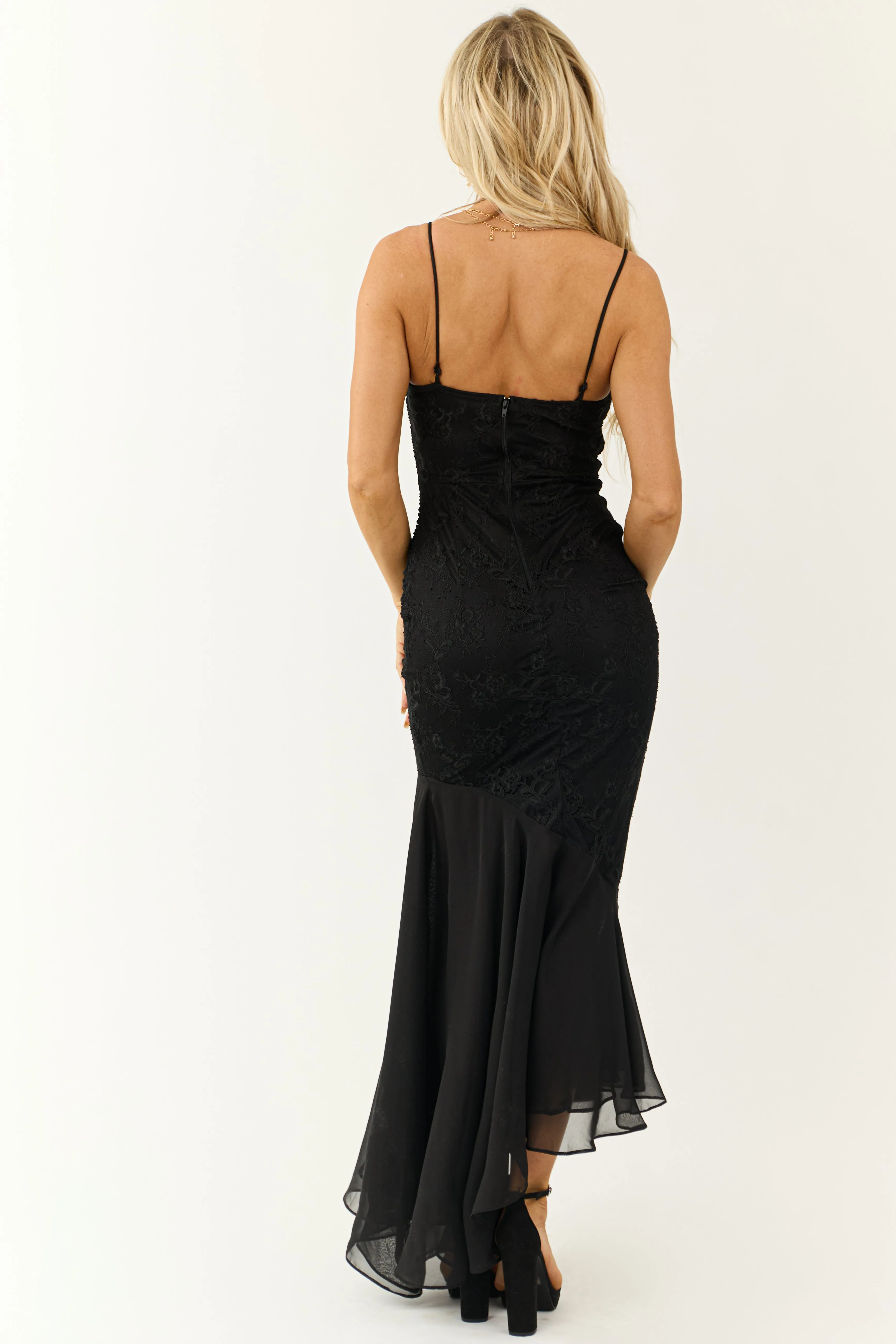 Black Sleeveless Asymmetrical Hem Maxi Dress sold by Lime Lush product image thumbnail 5