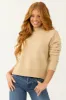 Nude Long Sleeve Mock Neck Soft Sweater sold by Lime Lush