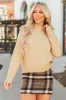 Nude Long Sleeve Mock Neck Soft Sweater sold by Lime Lush