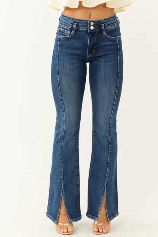 Flying Monkey High Rise Front Seam Split Jeans sold by Lime Lush