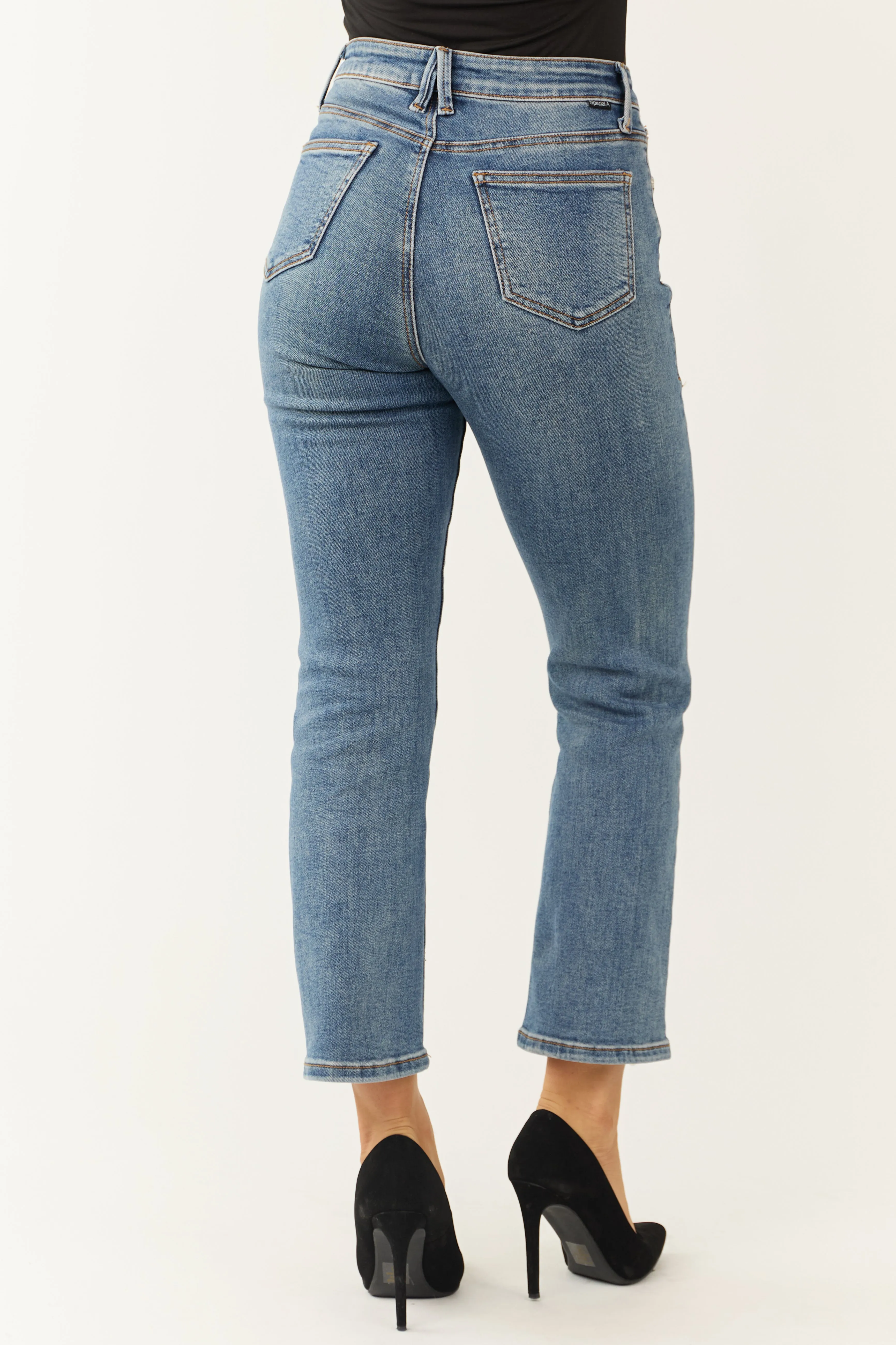 Special A Medium Wash Crossover Straight Leg Jeans sold by Lime Lush product image thumbnail 4