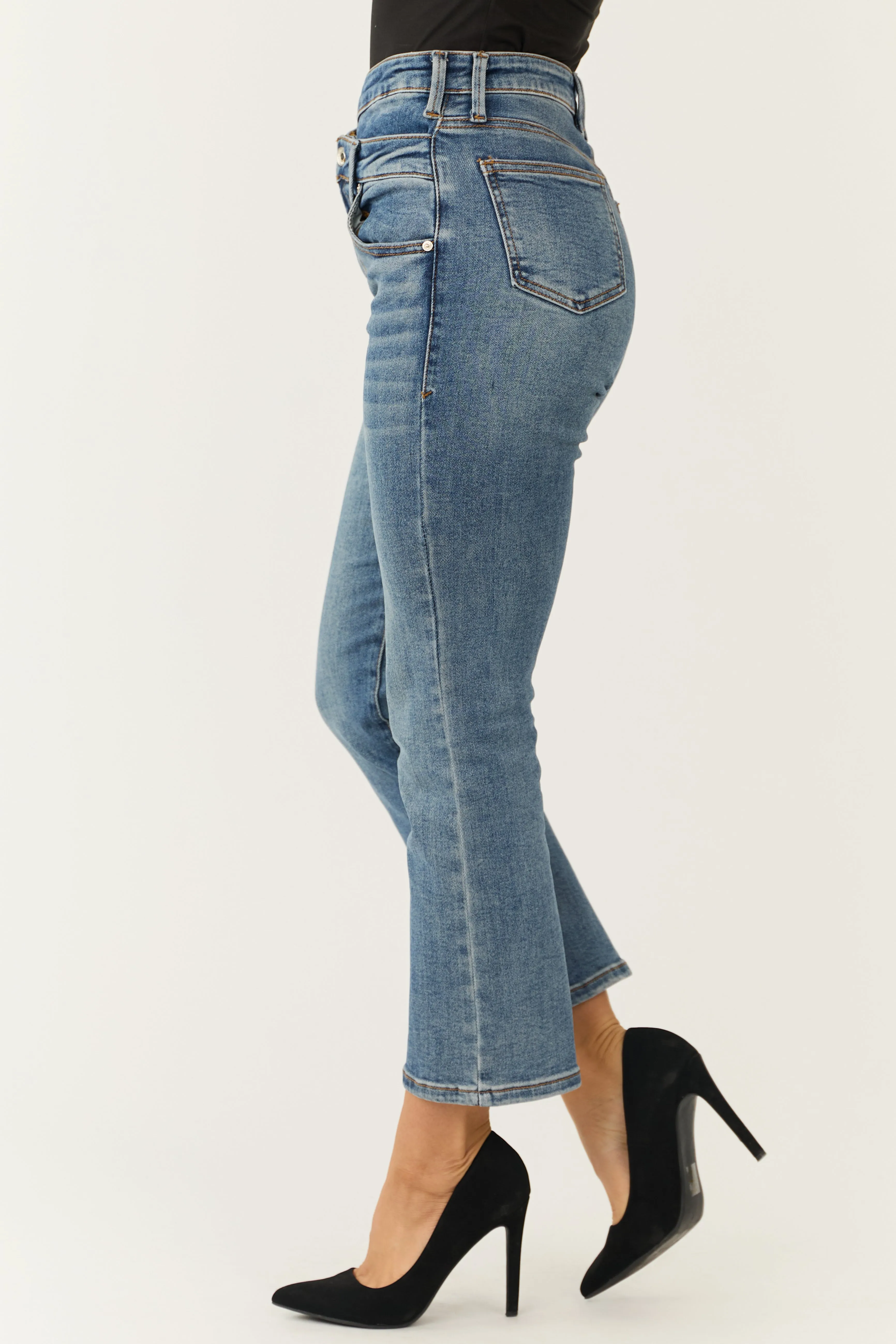 Special A Medium Wash Crossover Straight Leg Jeans sold by Lime Lush product image thumbnail 3