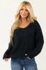 Dark Navy V Neck Chest Pocket Knit Sweater sold by Lime Lush
