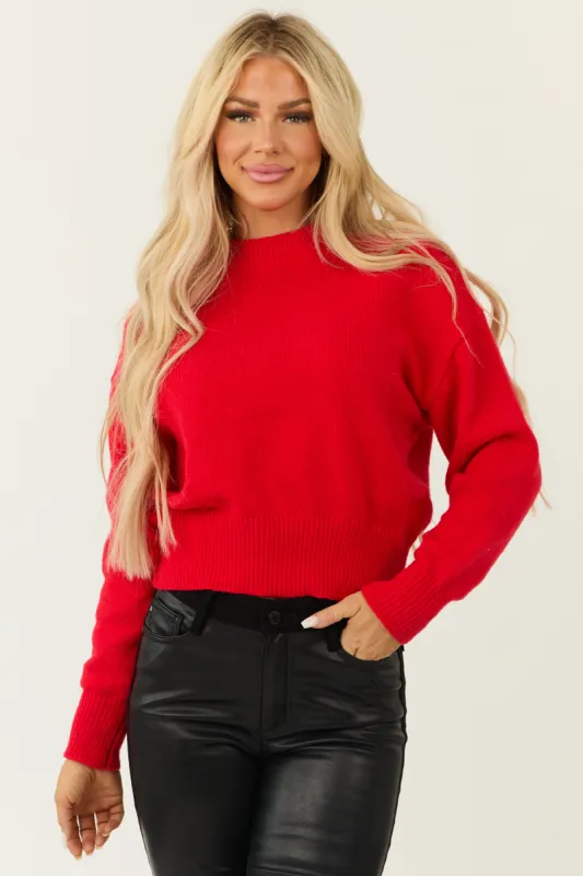 Scarlet High Neck Long Sleeve Knit Sweater sold by Lime Lush