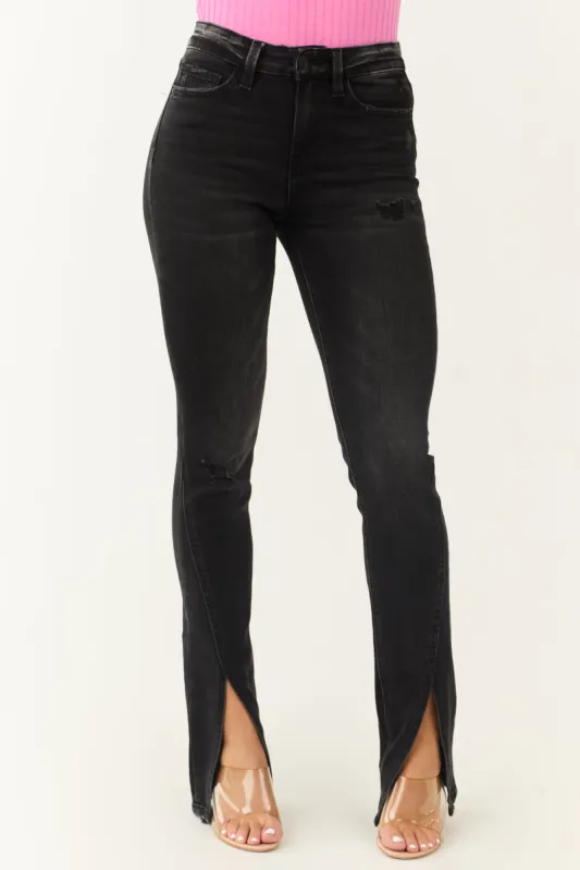 Flying Monkey Black Slit Hem Slim Bootcut Jeans made by Flying Monkey