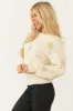 Cream Tinsel Champagne Graphic Knit Sweater sold by Lime Lush