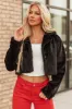 Black Faux Fur Long Sleeve Cropped Jacket sold by Lime Lush