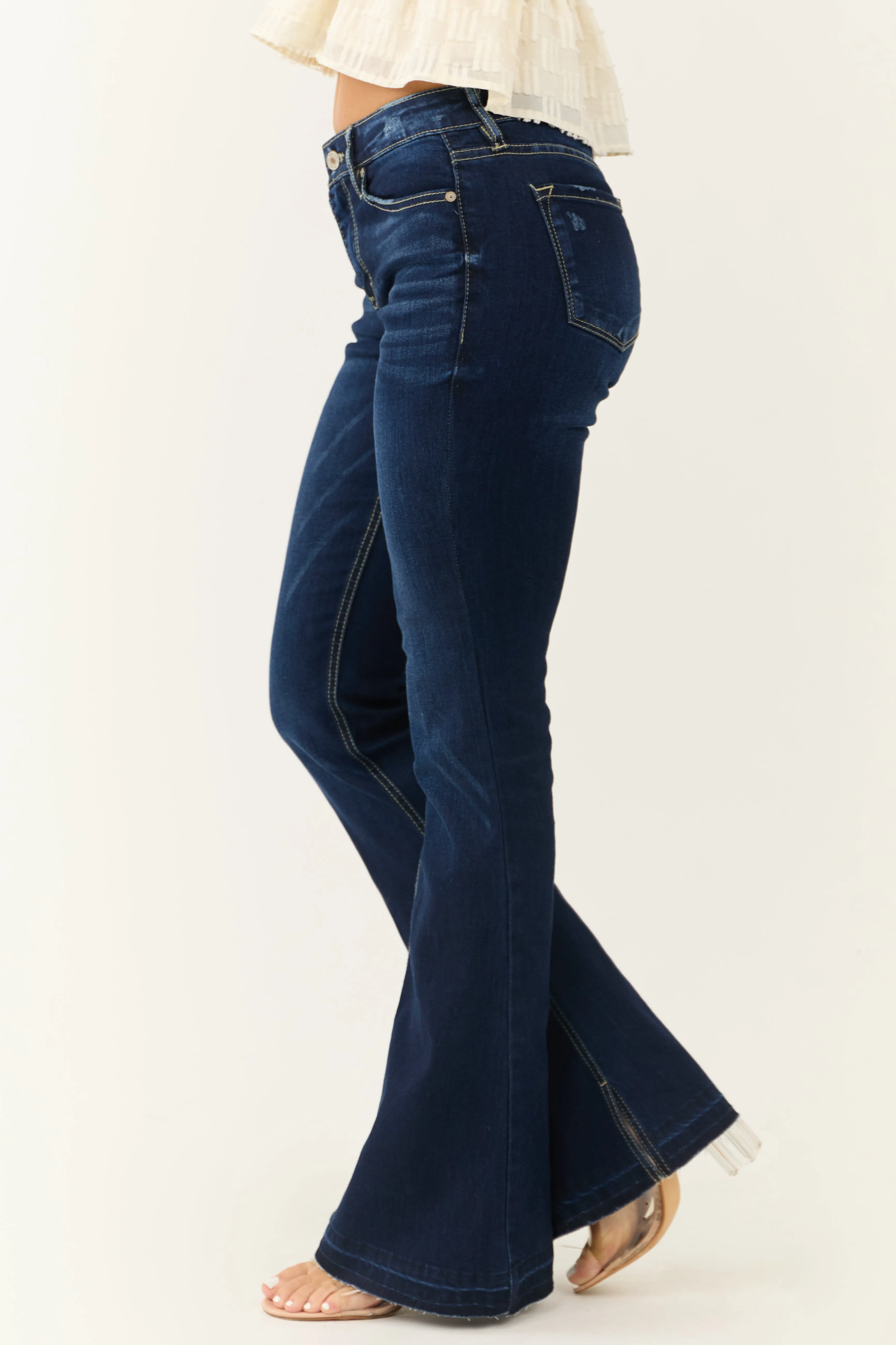 KanCan Dark Wash Flare Leg Mid Rise Jeans sold by Lime Lush product image thumbnail 4