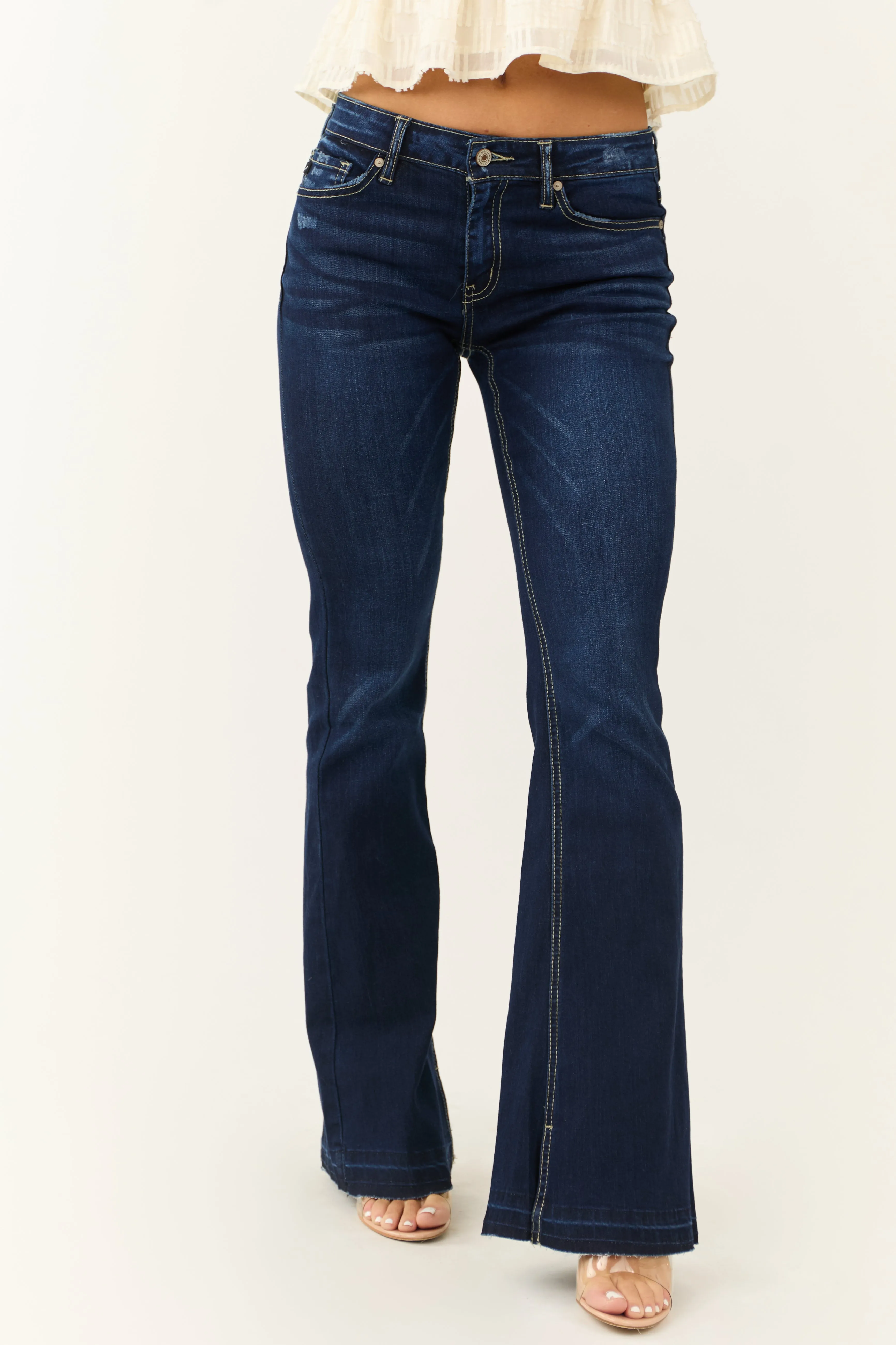 KanCan Dark Wash Flare Leg Mid Rise Jeans sold by Lime Lush product image thumbnail 2