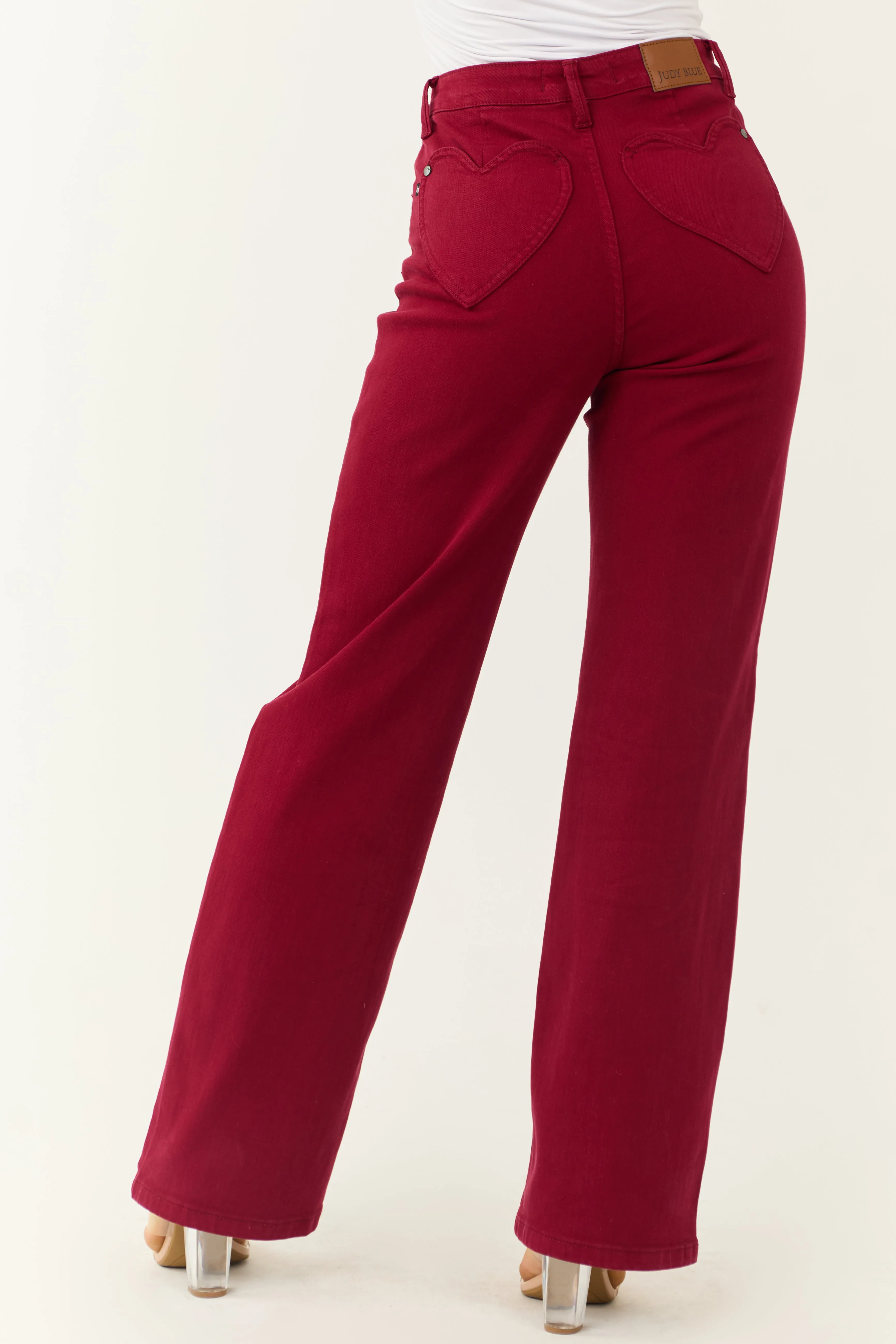 Judy Blue Wine Straight Leg Heart Pocket Jeans sold by Lime Lush product image thumbnail 5