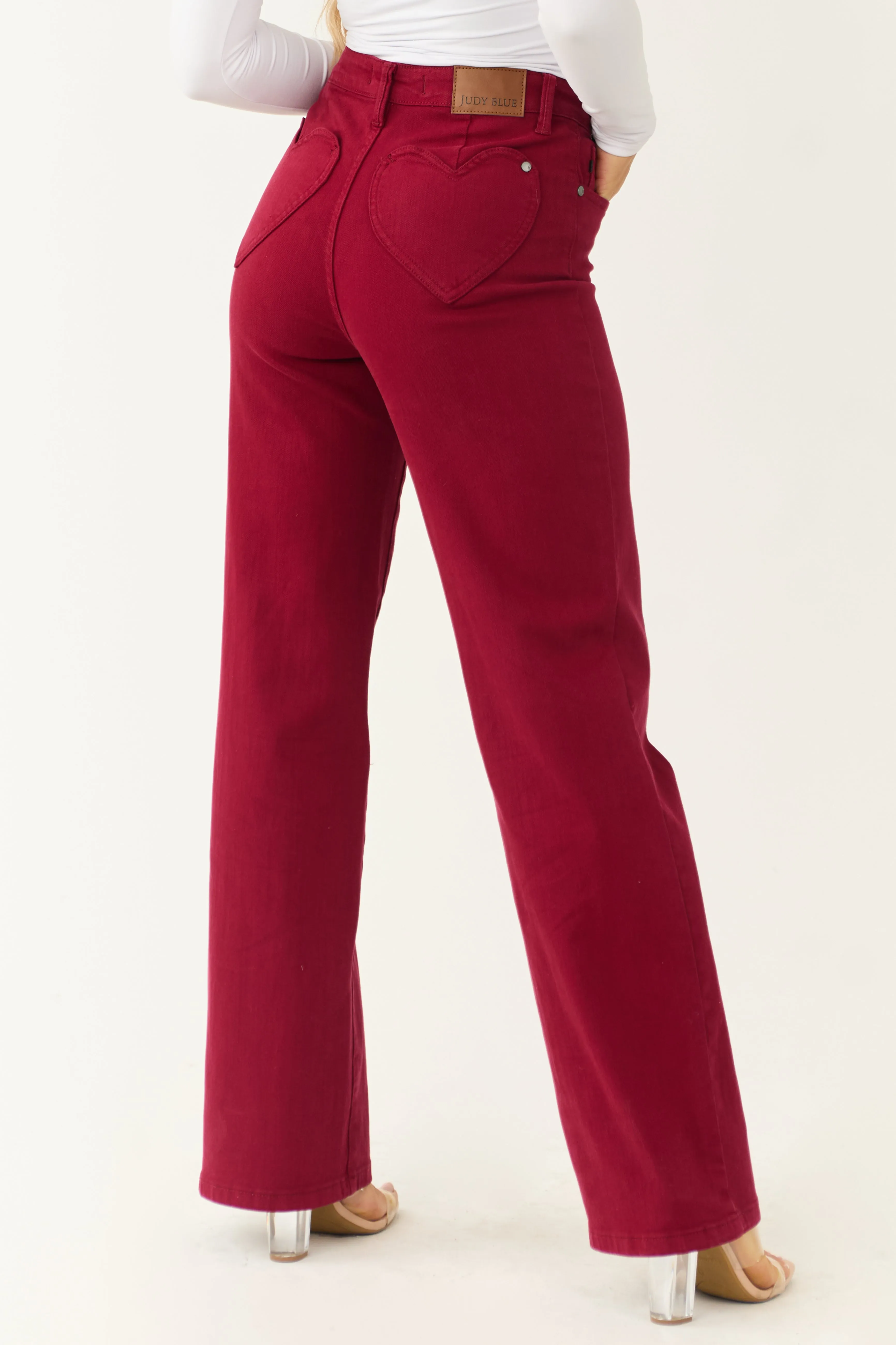 Judy Blue Wine Straight Leg Heart Pocket Jeans sold by Lime Lush