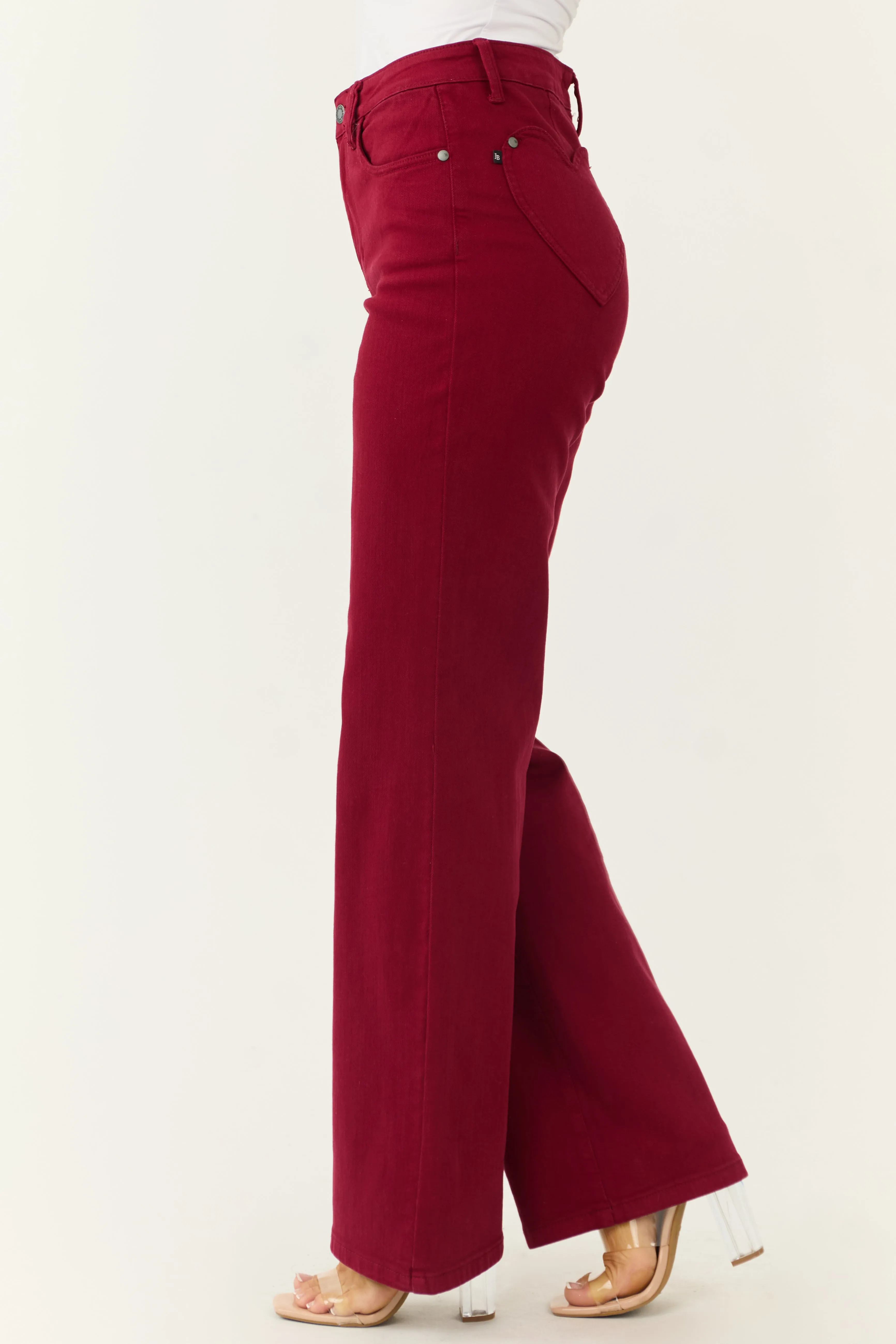 Judy Blue Wine Straight Leg Heart Pocket Jeans sold by Lime Lush product image thumbnail 4