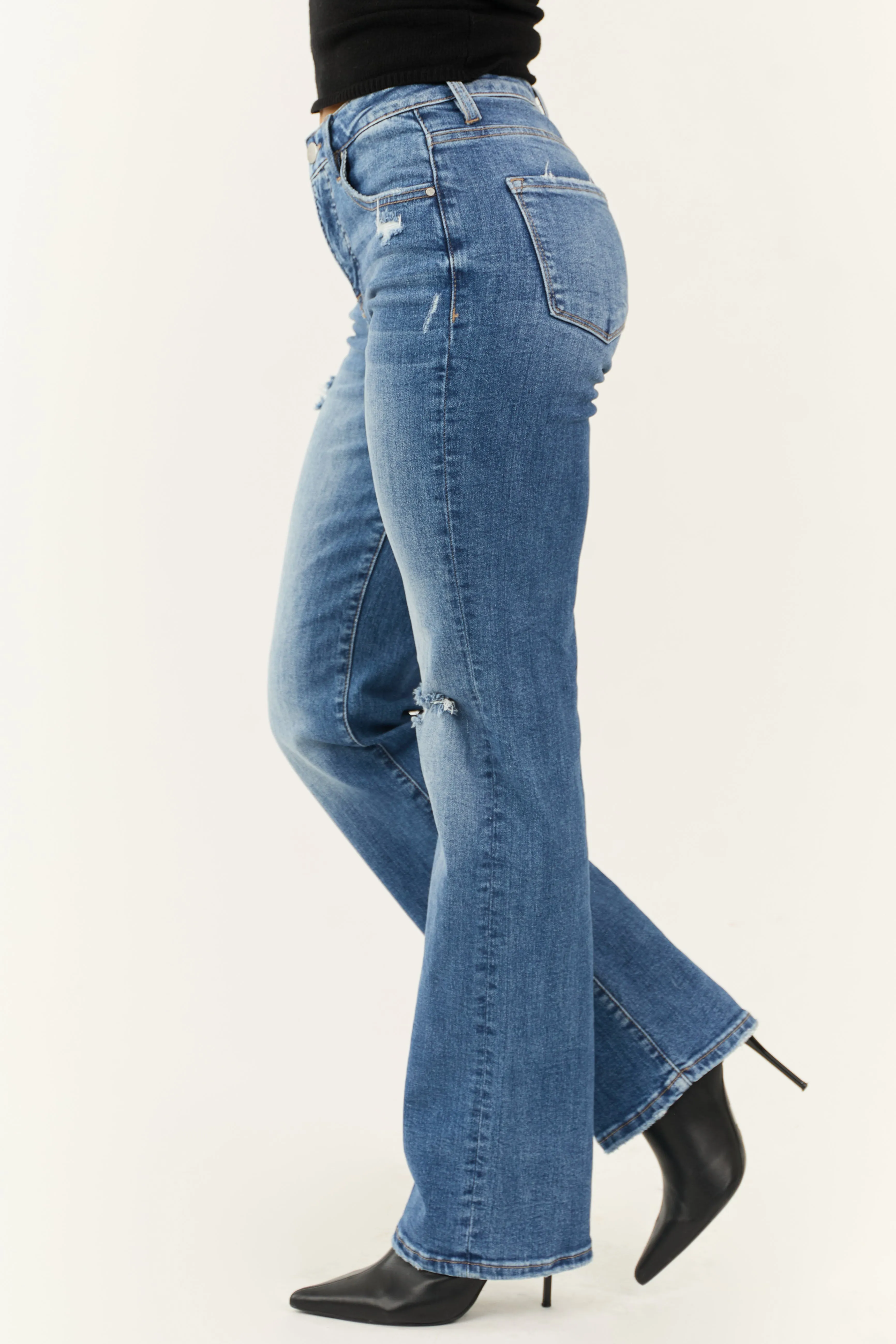 Risen Medium Wash Tummy Control Straight Jeans sold by Lime Lush product image thumbnail 5