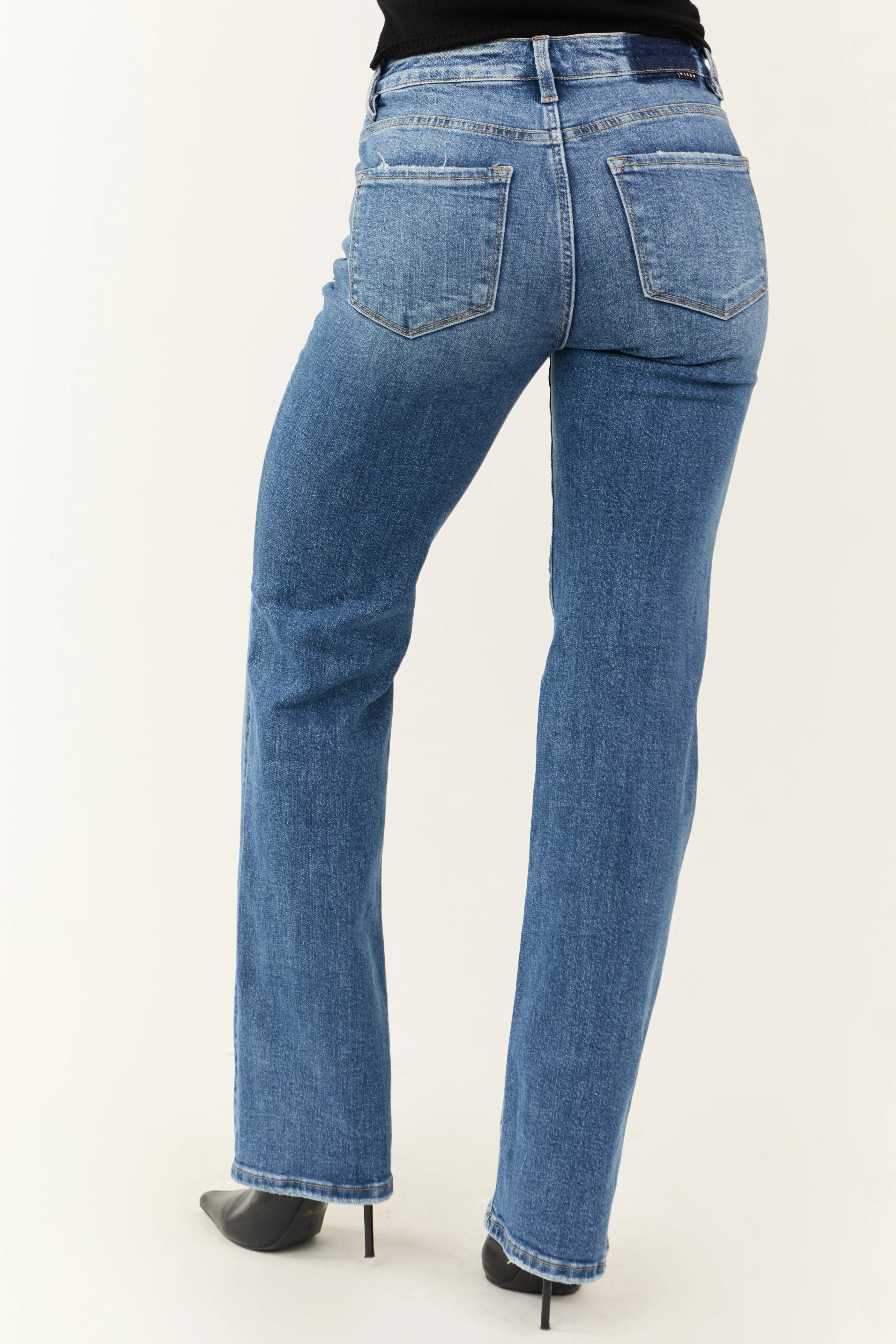 Risen Medium Wash Tummy Control Straight Jeans sold by Lime Lush product image thumbnail 4