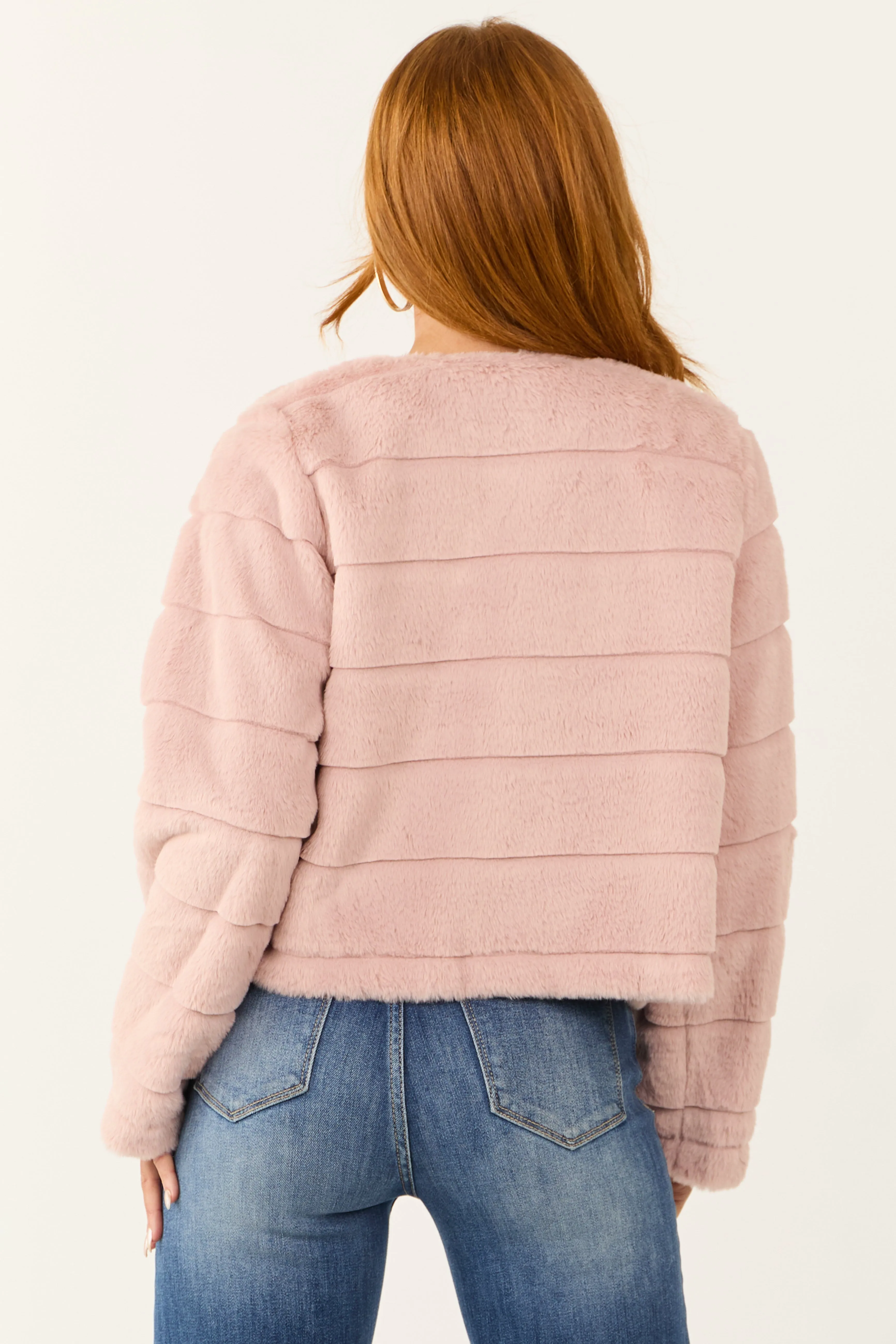 Dusty Blush Fuzzy Soft Long Sleeve Jacket sold by Lime Lush product image thumbnail 5