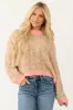 Beige and Punch Long Sleeve Knit Sweater sold by Lime Lush