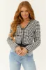 Black and White Tweed Collarless Cropped Blazer sold by Lime Lush