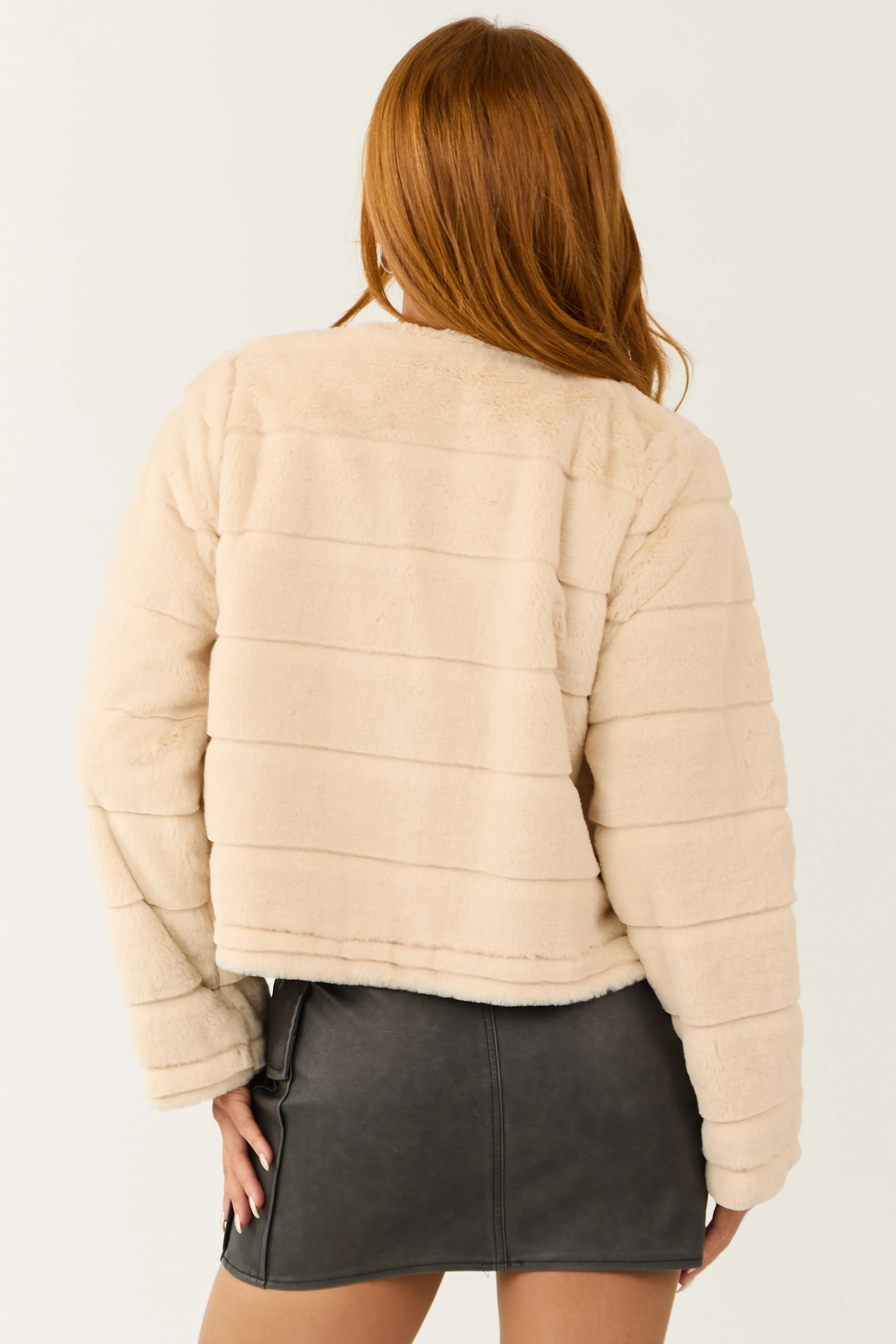 Sand Fuzzy Soft Long Sleeve Jacket sold by Lime Lush product image thumbnail 5