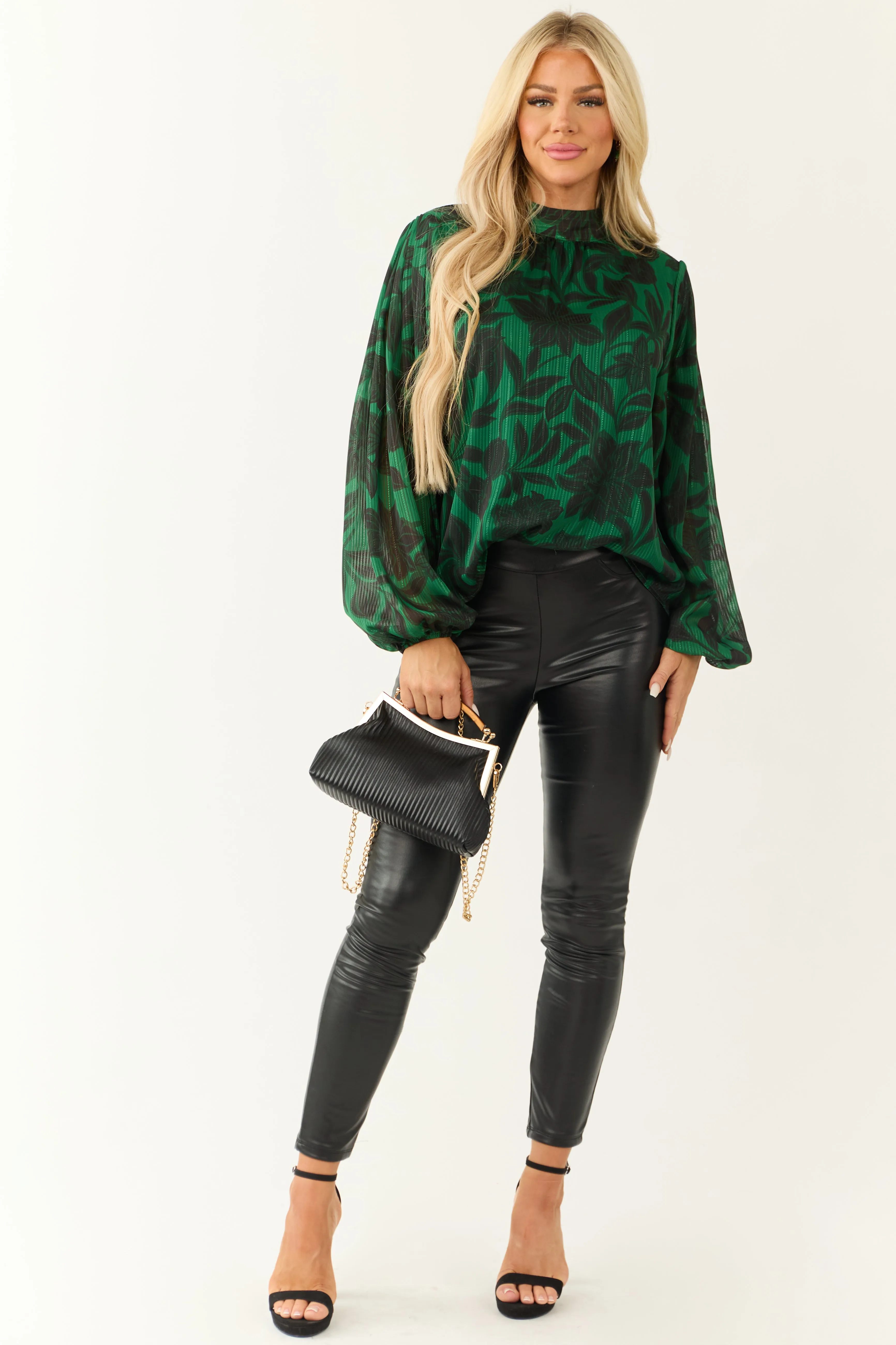 Flying Tomato Jade Floral Lurex Stripe Blouse sold by Lime Lush product image thumbnail 2