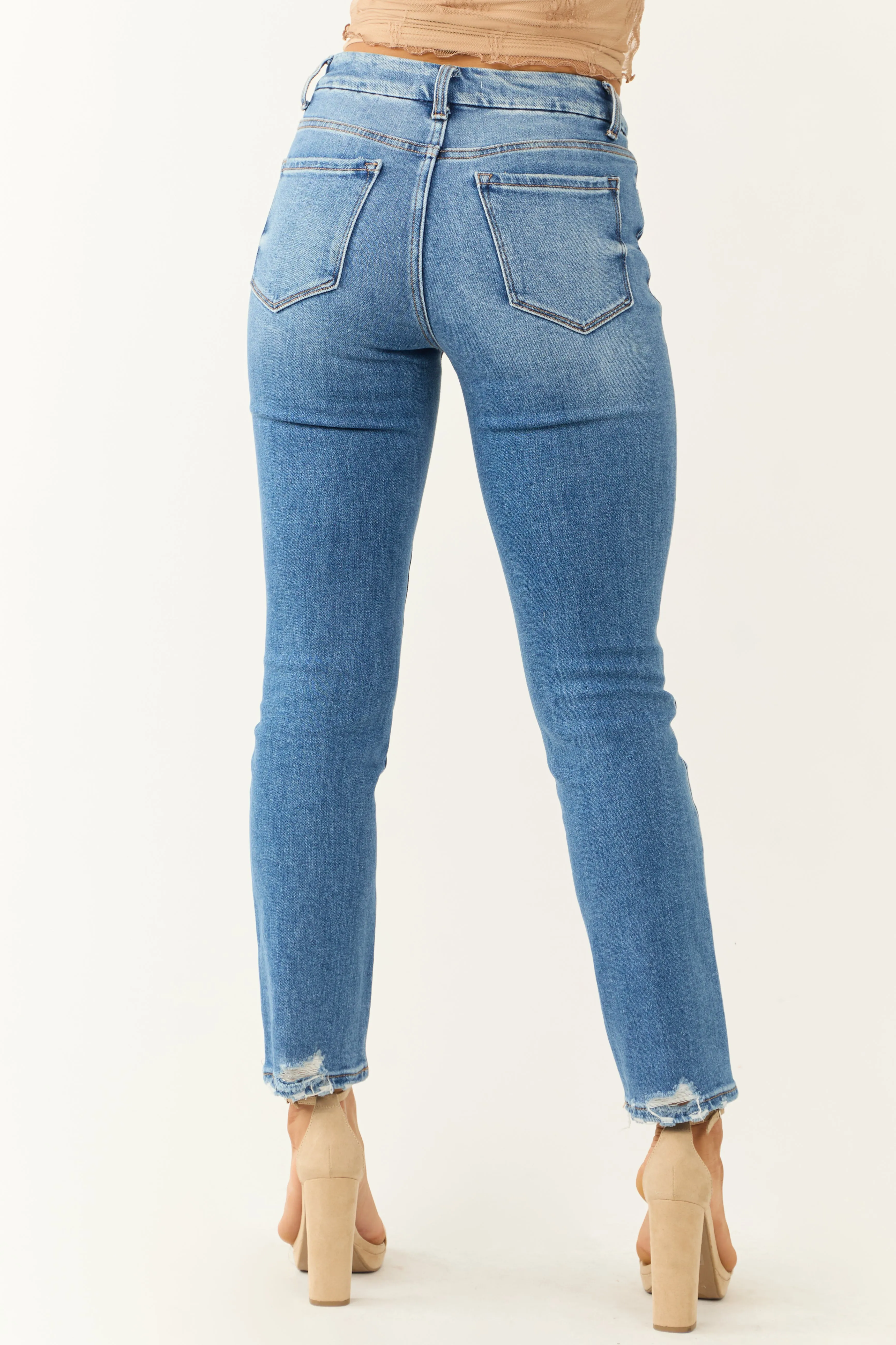 Flying Monkey Medium Wash High Rise Slim Straight Jeans sold by Lime Lush product image thumbnail 5
