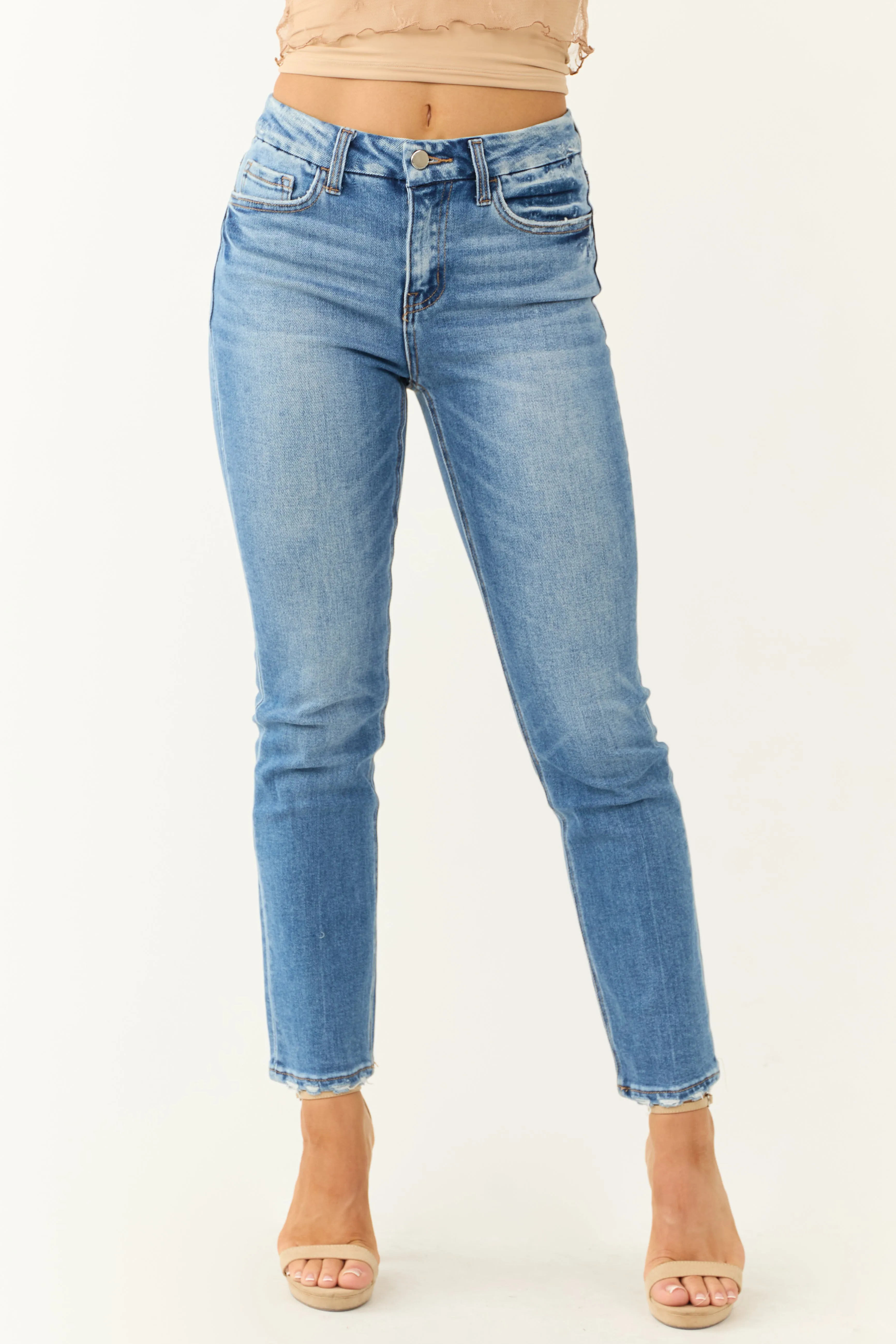 Flying Monkey Medium Wash High Rise Slim Straight Jeans sold by Lime Lush product image thumbnail 2