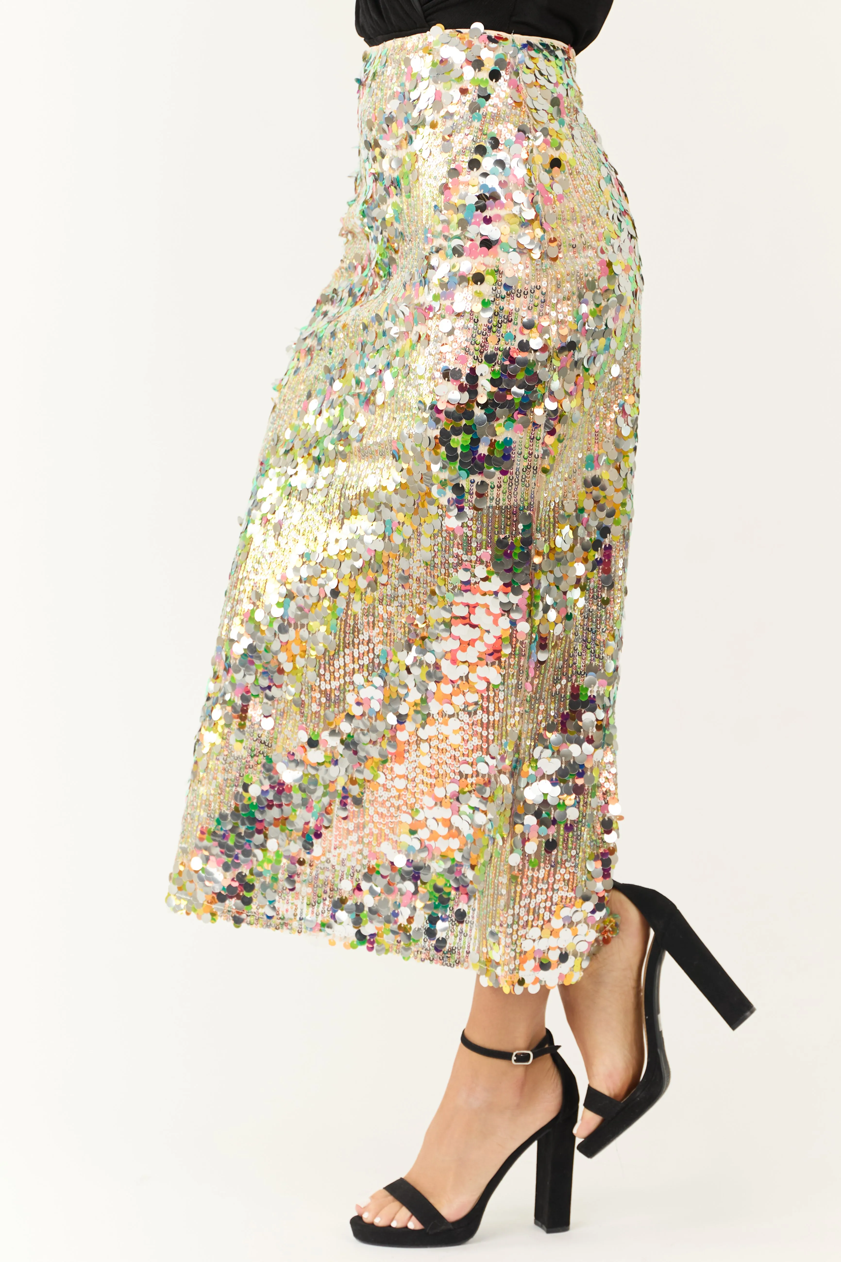 Multicolor Sequin Pencil Midi Skirt sold by Lime Lush product image thumbnail 3