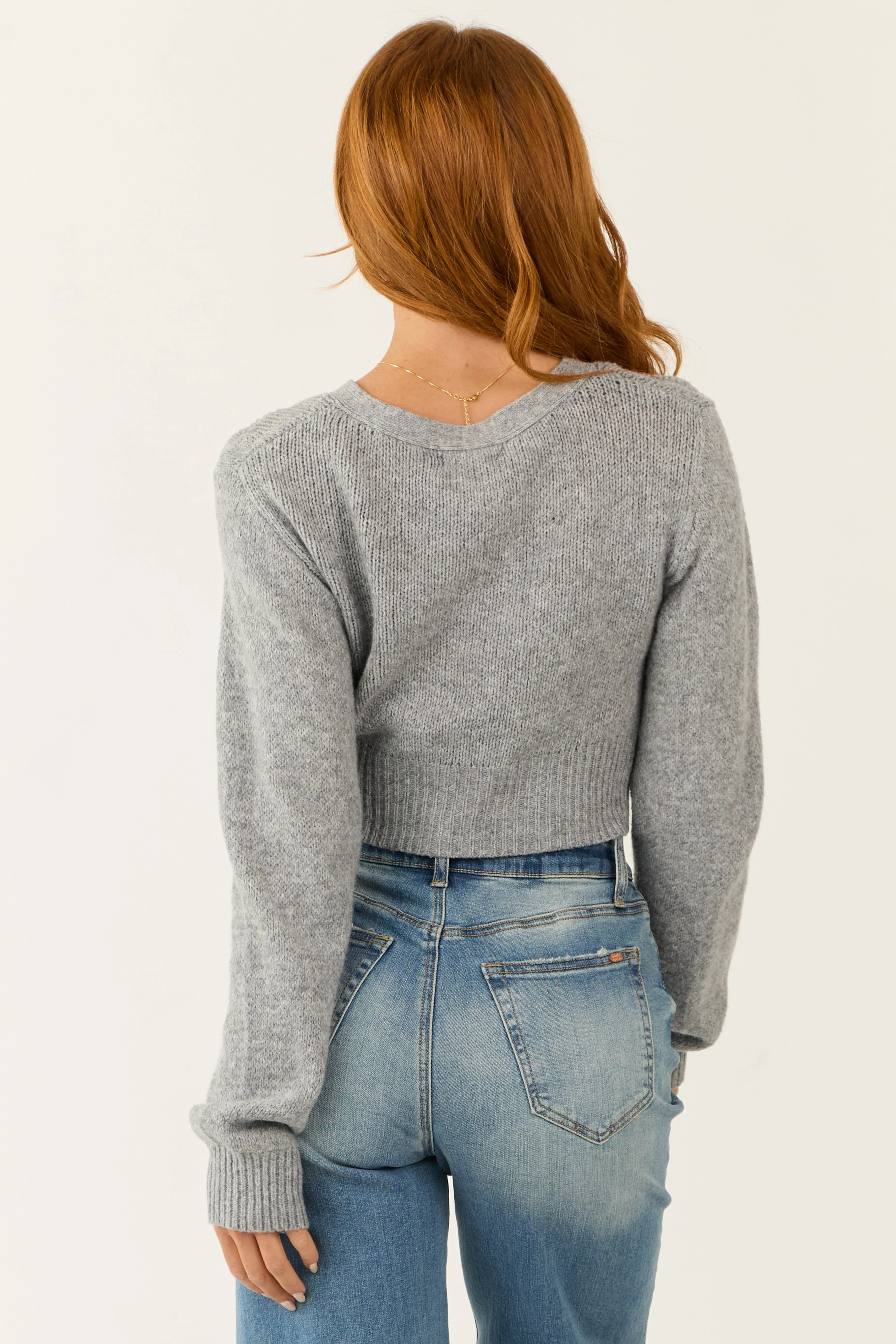 Steel Flower Button Cropped Cardigan sold by Lime Lush product image thumbnail 5