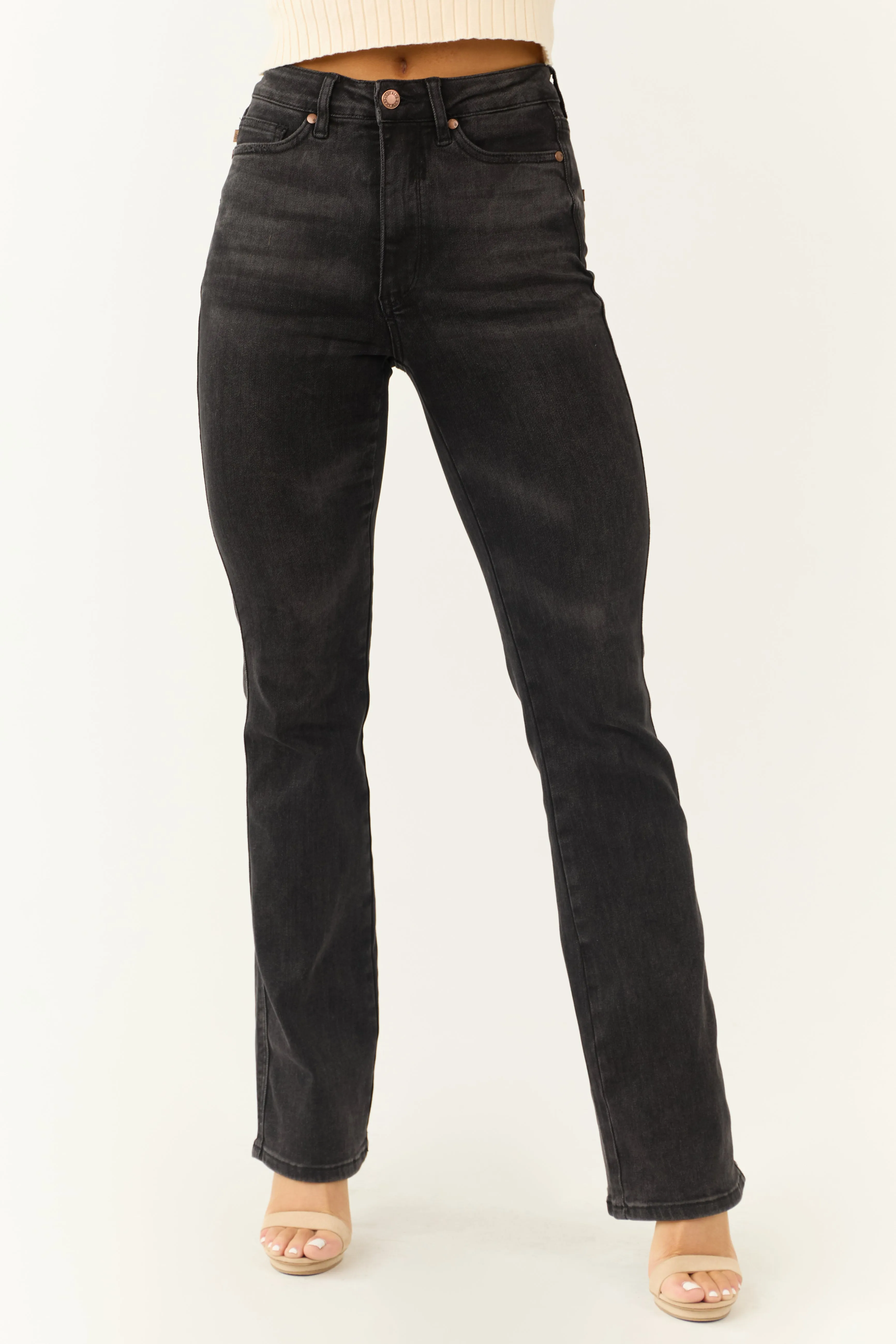 Judy Blue Black Tummy Control Bootcut Jeans sold by Lime Lush