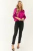 Mulberry Satin 3/4 Sleeve Button Down Blouse sold by Lime Lush