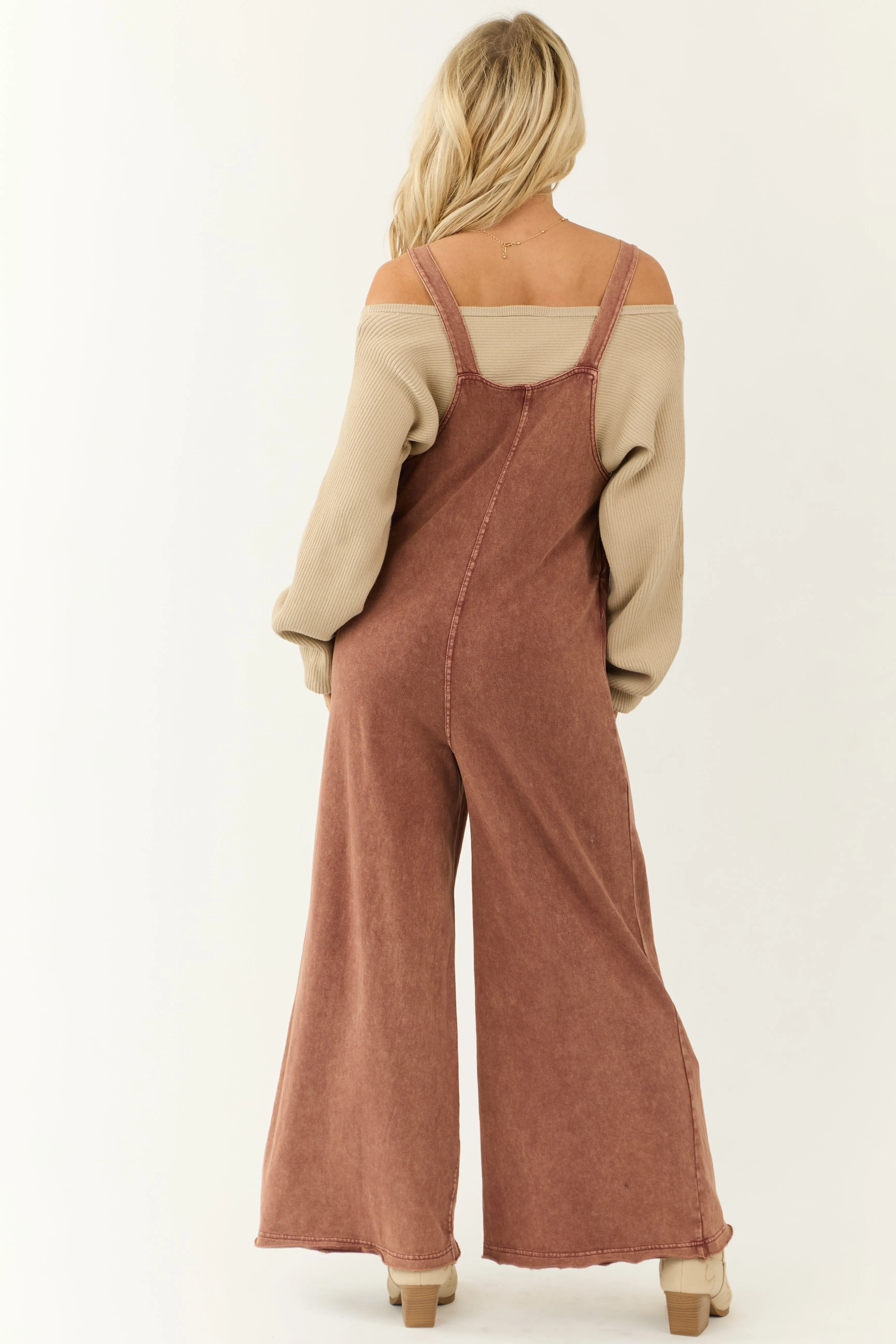 Ginger Mineral Wash Button Strap Overall Jumpsuit sold by Lime Lush product image thumbnail 5